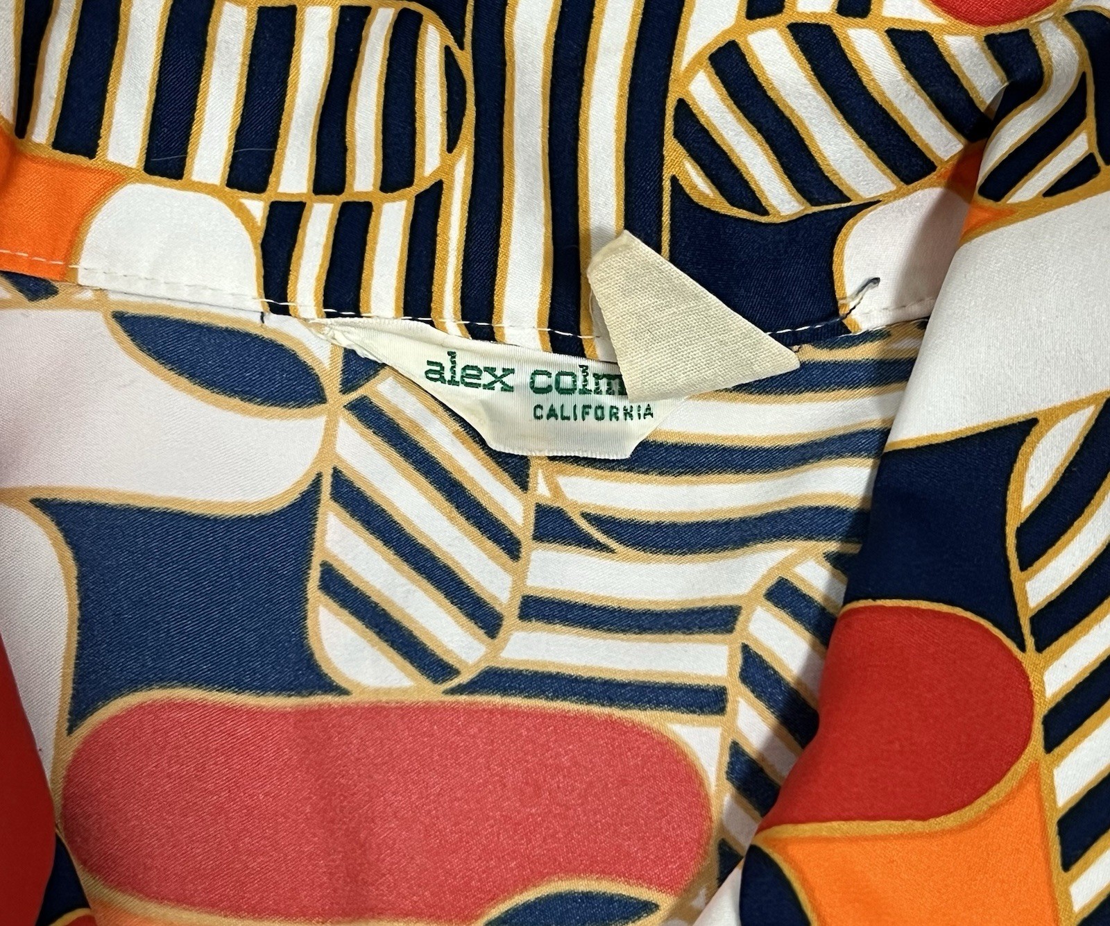Vintage 1970s Alex Colman California Graphic Print Geometric Shirt Size M/L
