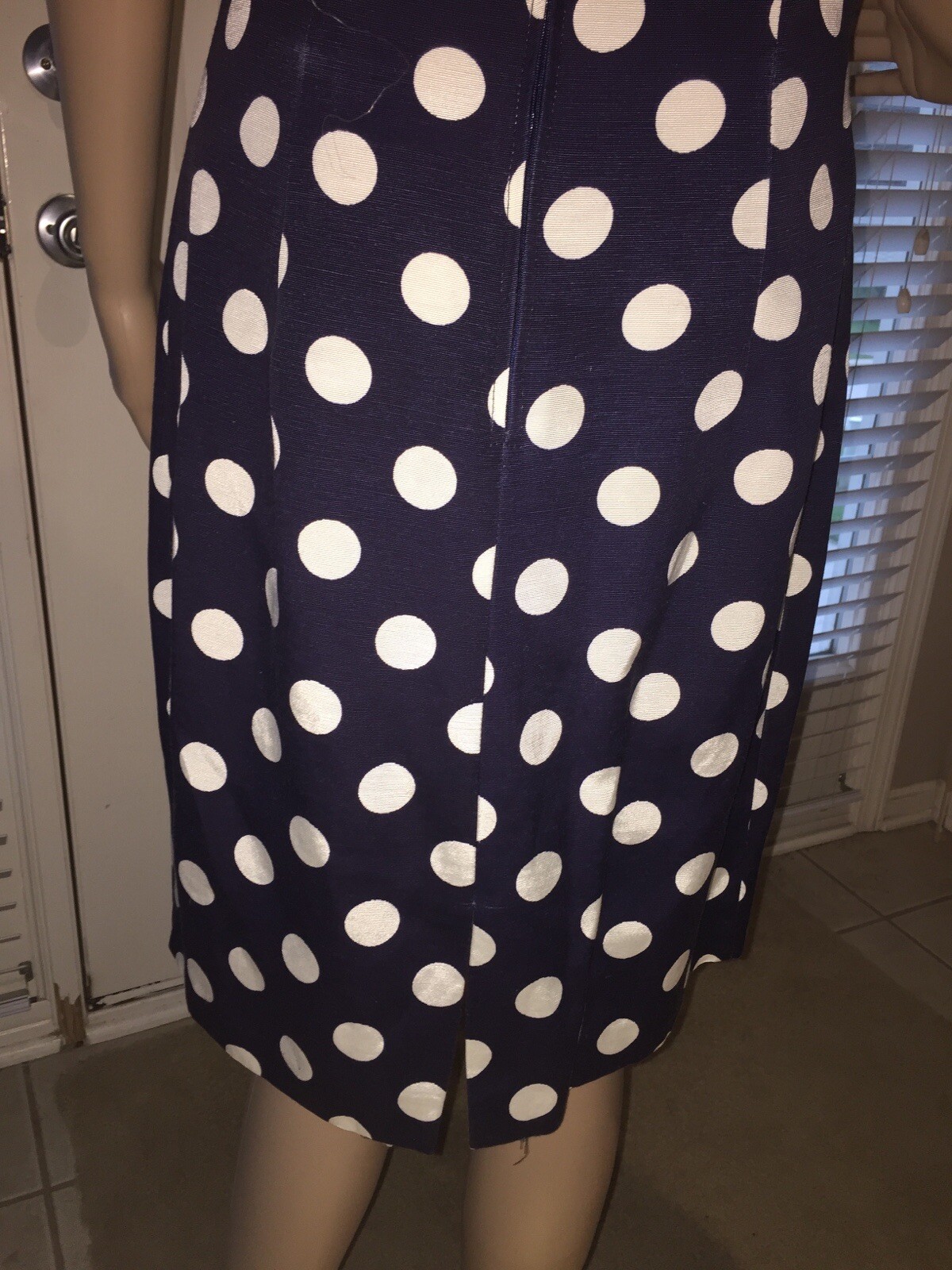 VTG 1980’s 1990’s Pantagis Size 11-12 Navy Blue Polka Dot Party Prom Dress