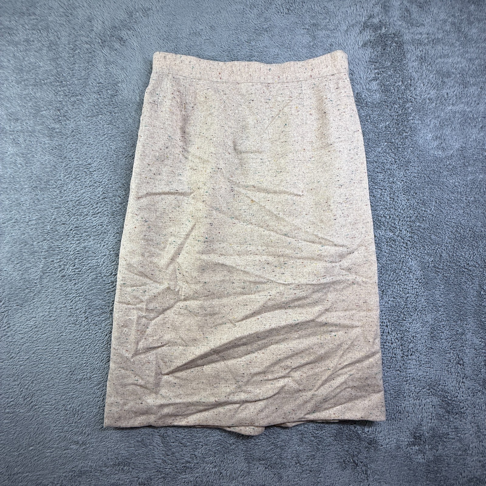 Vintage Wool Blend Tweed Pencil Skirt Flecked Neutral Lined 1960s 1970s Small