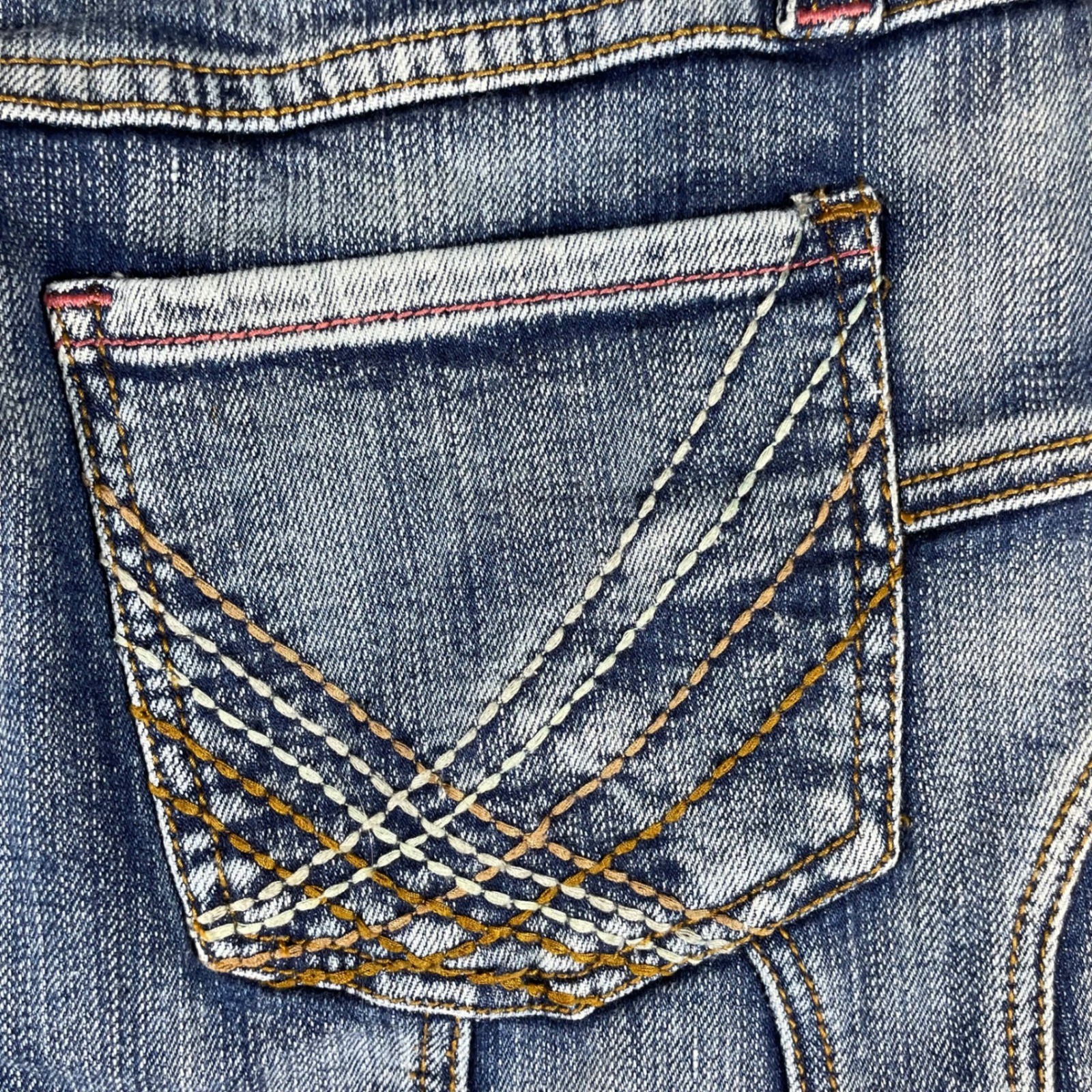 vintage Y2K micro mini low rise denim jean skirt juniors 7 back pocket stitching