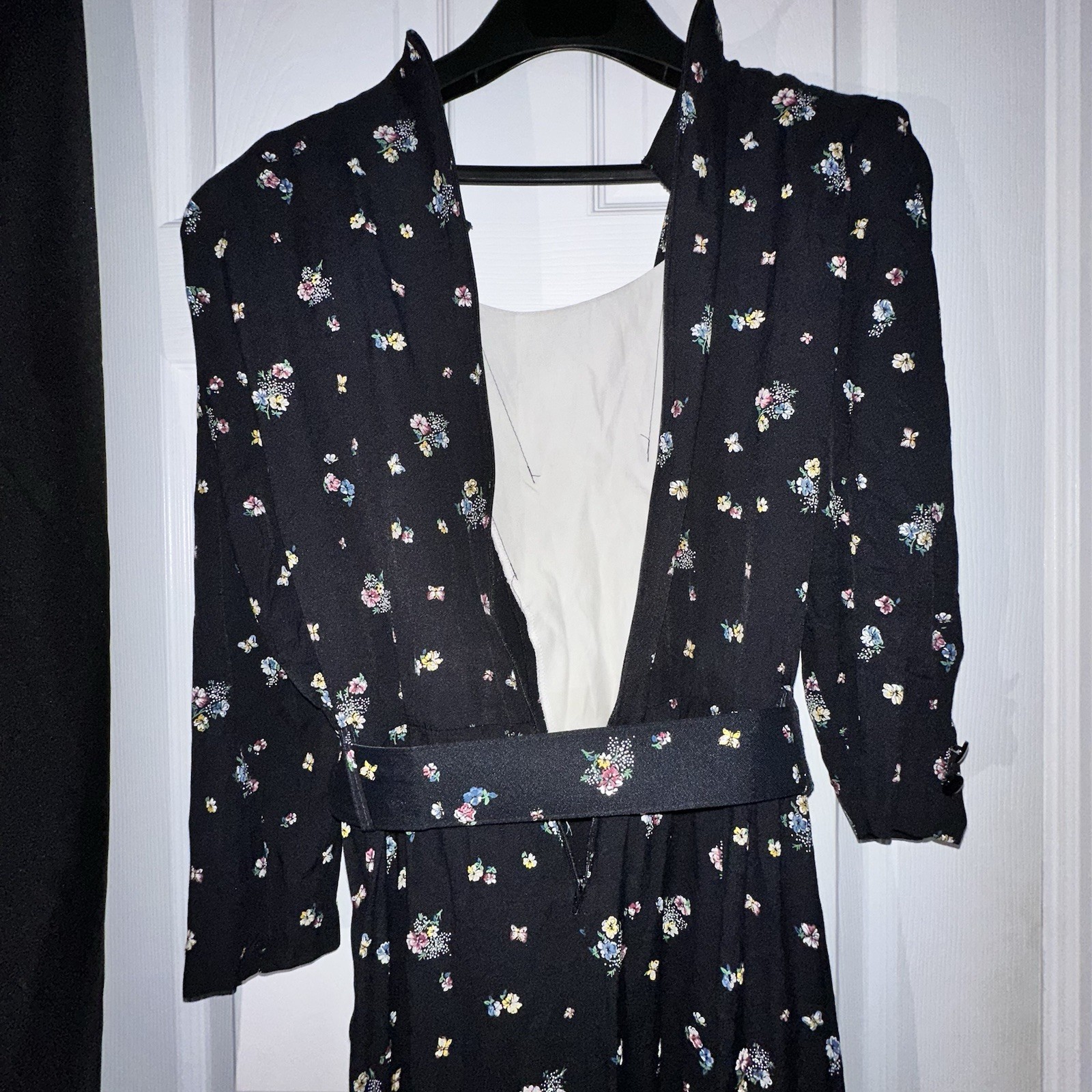 Vintage Blue Floral S.L Fashion Dress-SIZE 18-Vintage Belted Dress