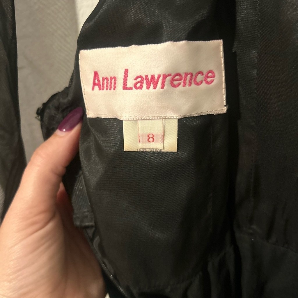 Vintage Ann Lawrence Black Velvet & Sheer Mesh Evening Gown Dress Size 8 Witchy