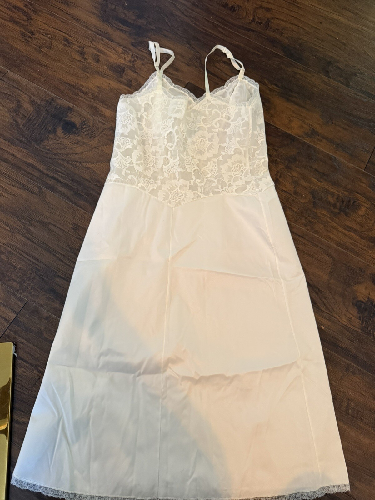 VTG 50s Womens 32 Small Vanity Fair Nylon Floral Lace Full Slip Dress Lingerie