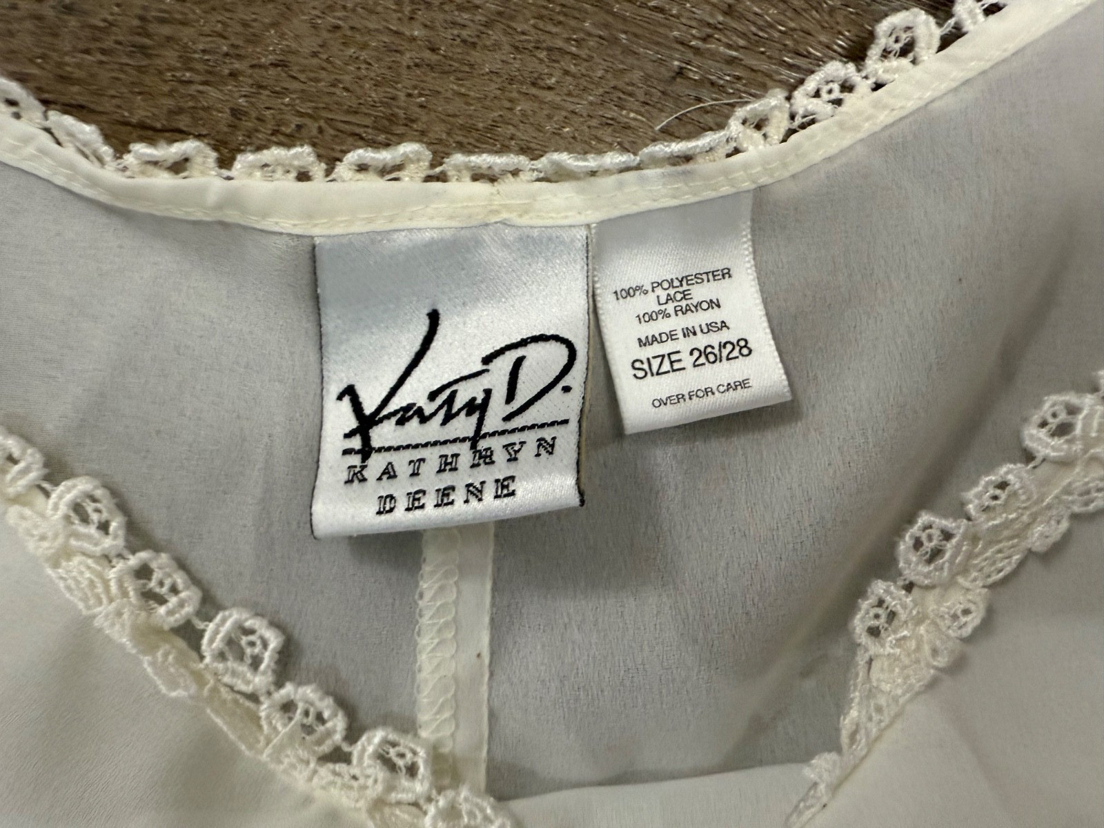 Vintage Katy D Kathryn Deene White Lace Slip Dress—Size 26/28 Made in USA White