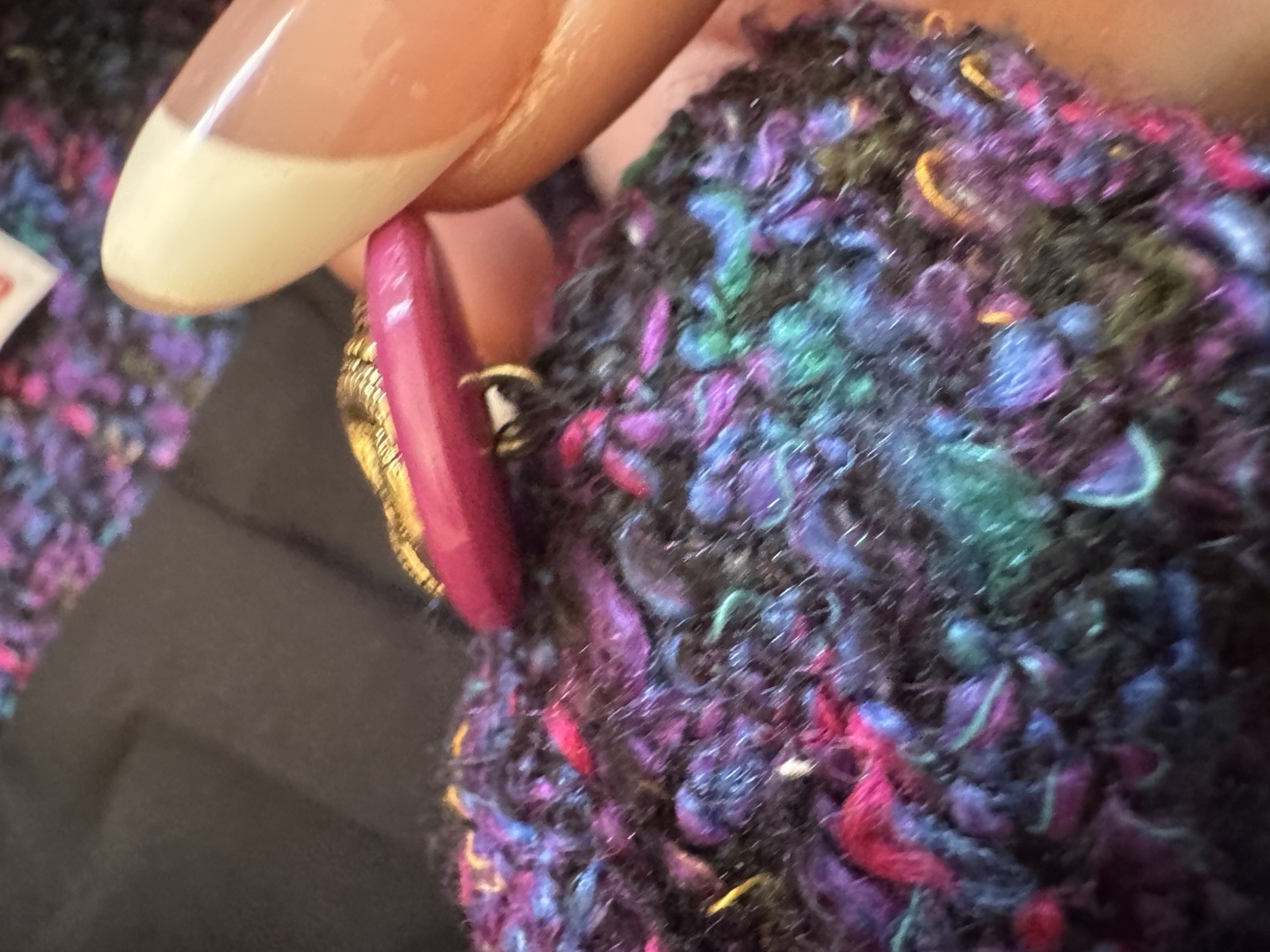 Vintage 80s Lucia Petites Purple Tweed Cropped Blazer Large Multicolored Bouclé