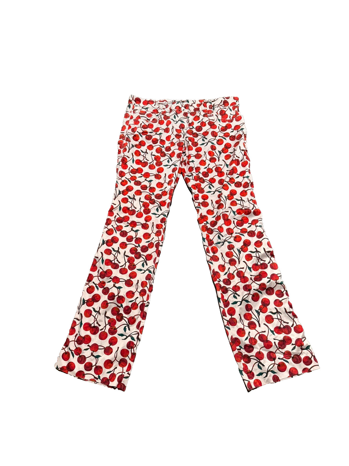 Vintage Dolce & Gabbana pants white red 46 Cherry Silk Satin trousers low rise