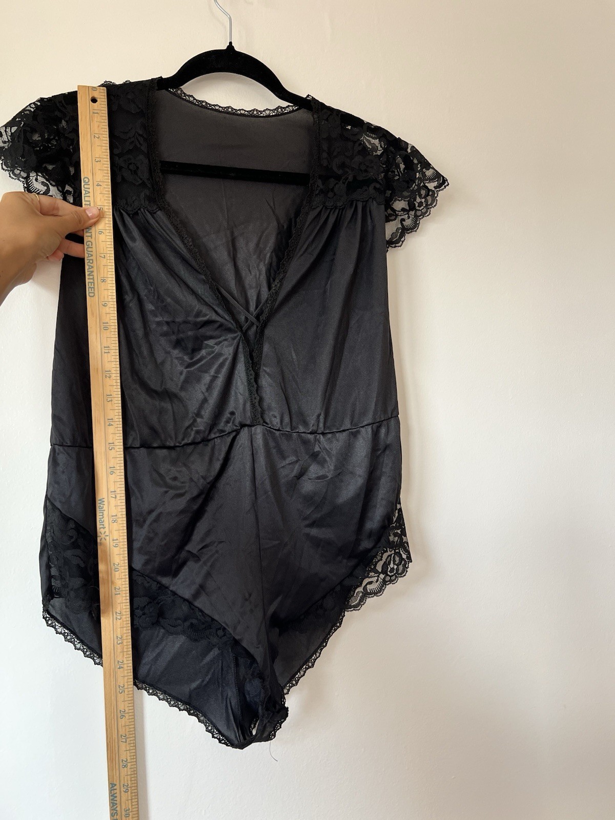 Vintage Avon Fashion Black Lace Body Suit Lingerie Undergarment XS Glam Retro
