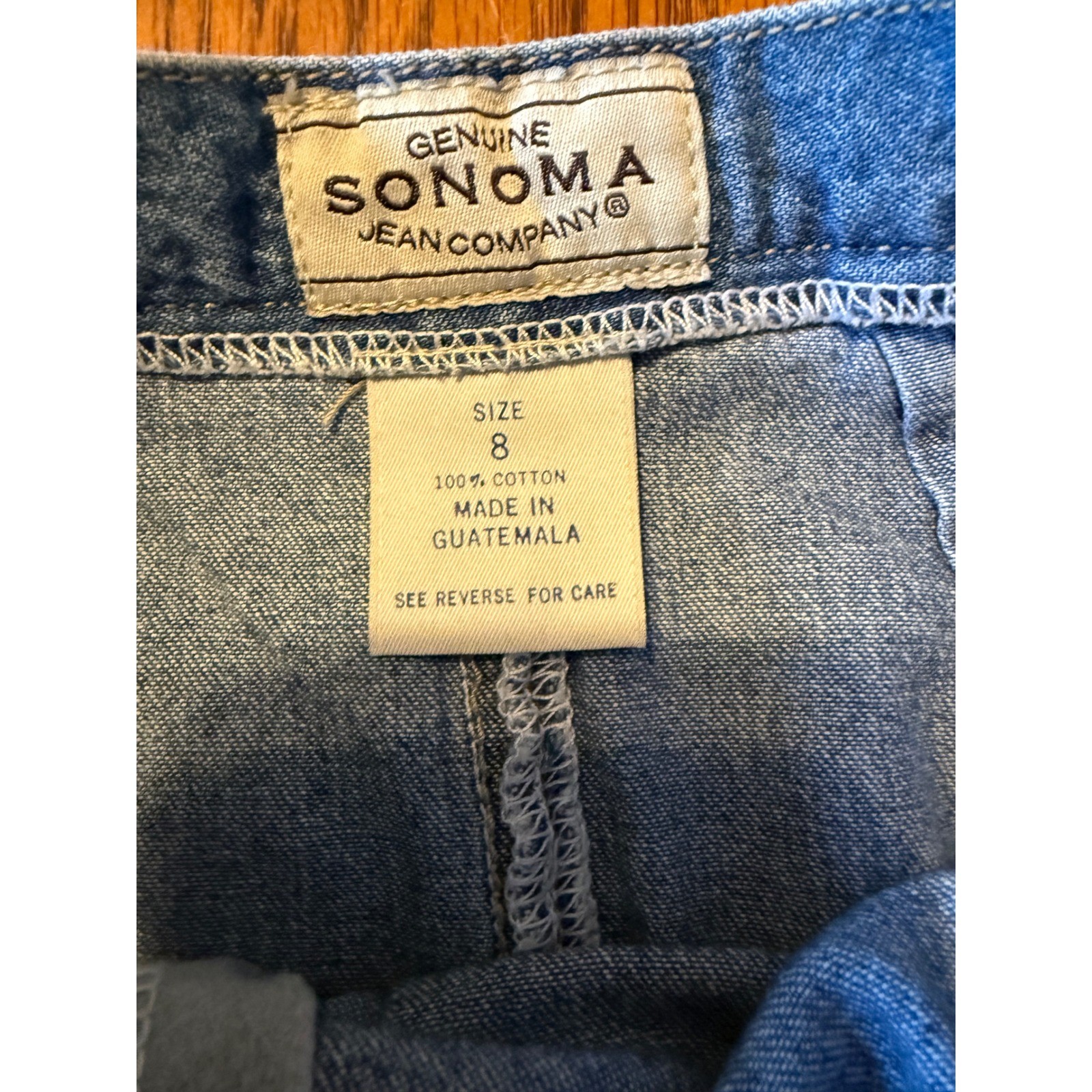 Vtg Sonoma Blue Denim Button Front A-Line 19″ Skirt Sz 8 90s Y2K country rodeo