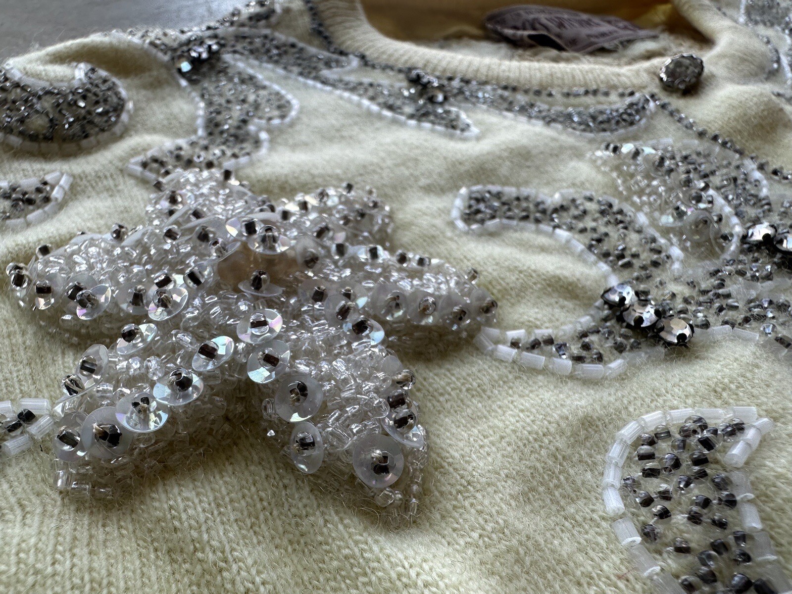 Vintage RARE Bullocks Wilshire by Ballantyne of Peebles Bedazzled Jewel Sweater