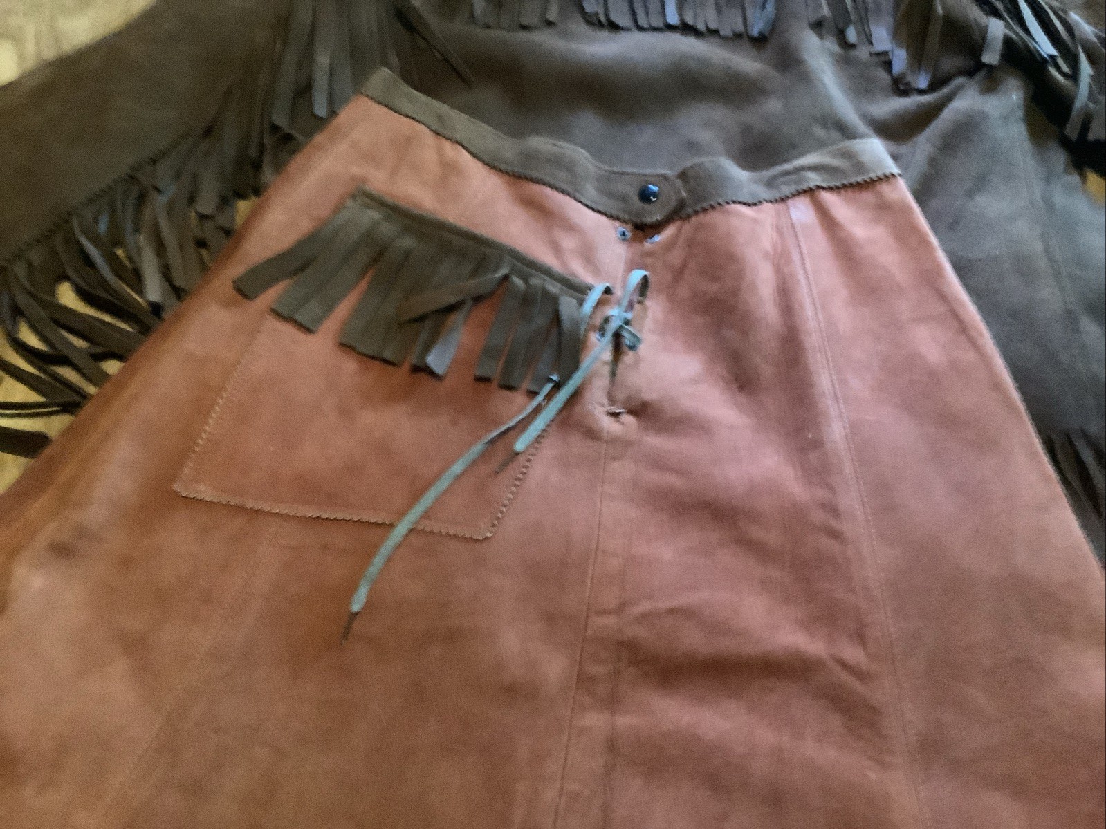 Western Jacket And Skirt Ranch Wear Suede Fringe Sz S