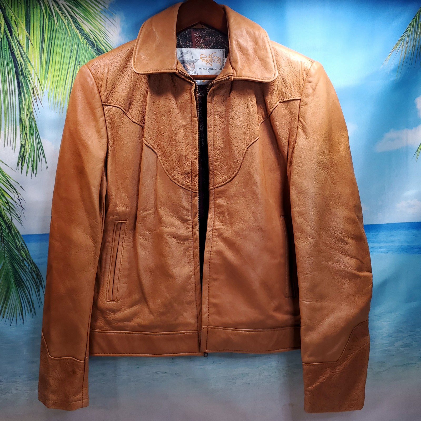 VTG Kenny Rogers Leather Jacket Western Lambskin Women Size 12 USA made Schott