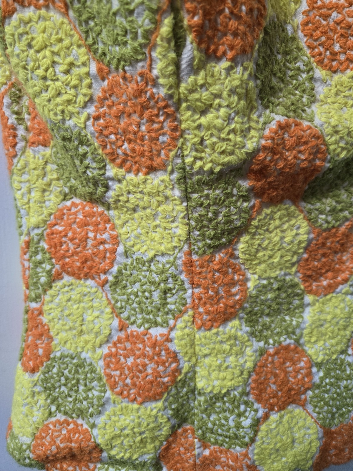Vintage Bathing Suit Mod Green Orange Yellow Dots 2 Piece 34 Sz 12 M 1960s 70s