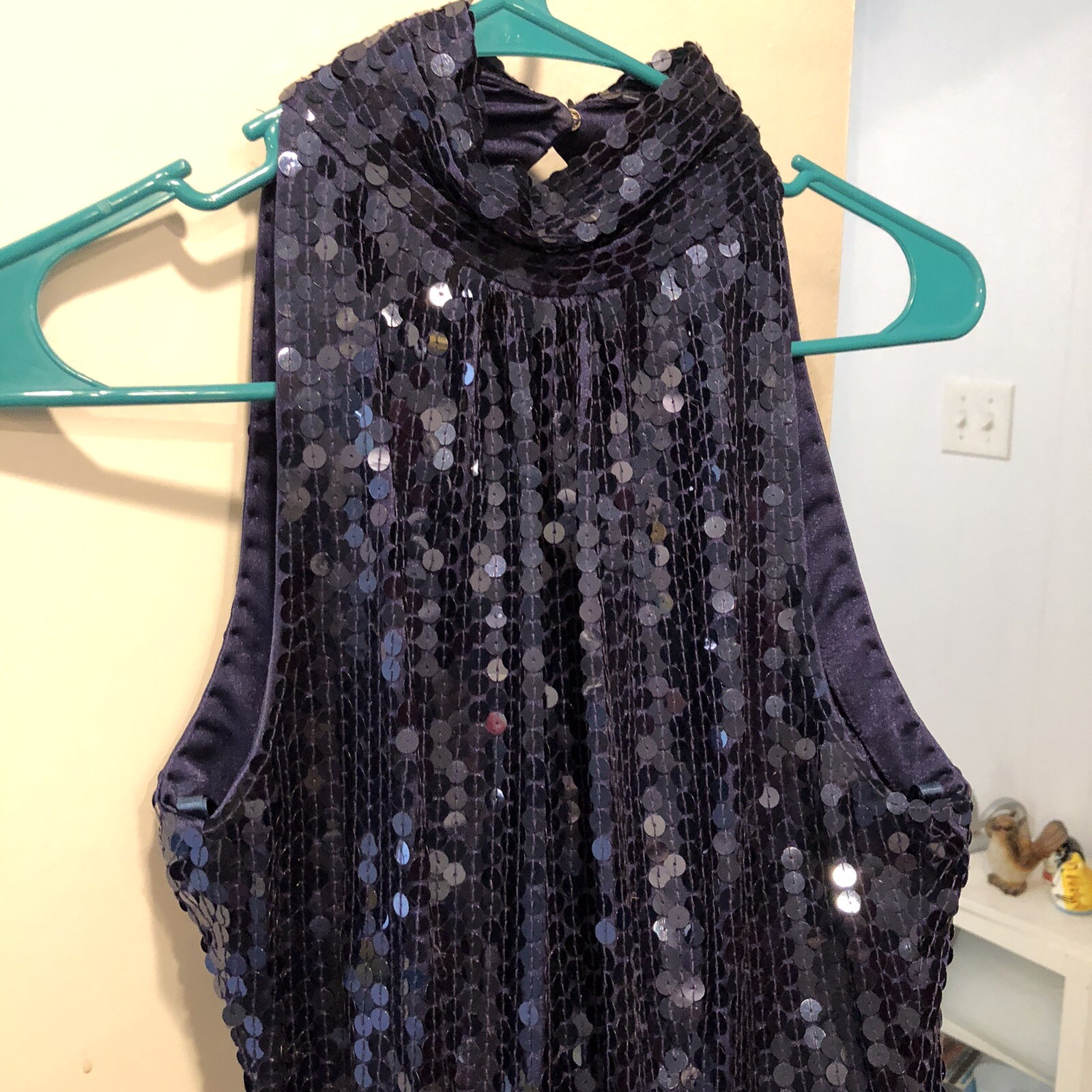 Lillie Rubin Exclusive Heavy Blue Mermaid Shimmer Sequin Beaded Dress VTG Size 2