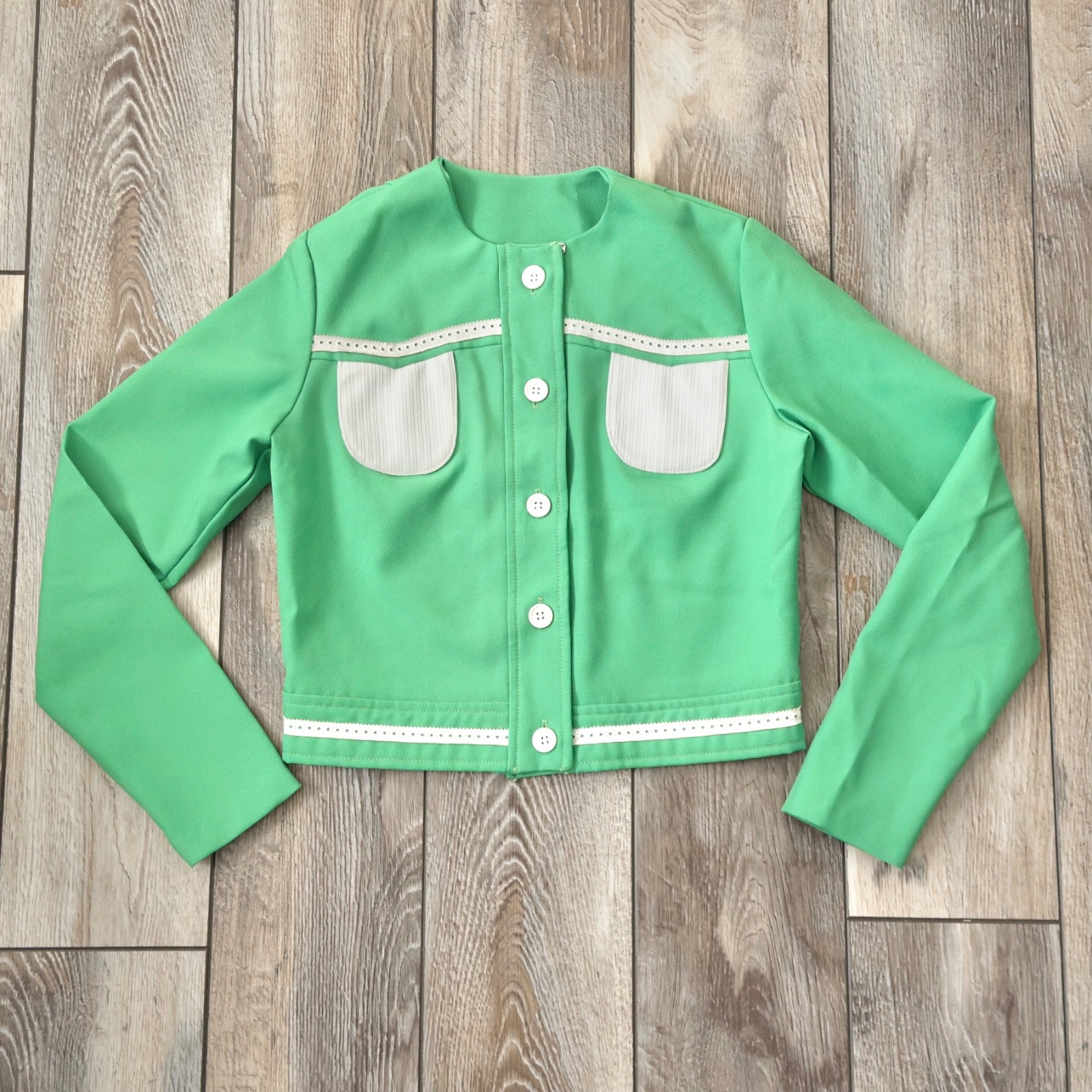 Vintage Vicky Vaughn Green Short Petite Jacket Top Read