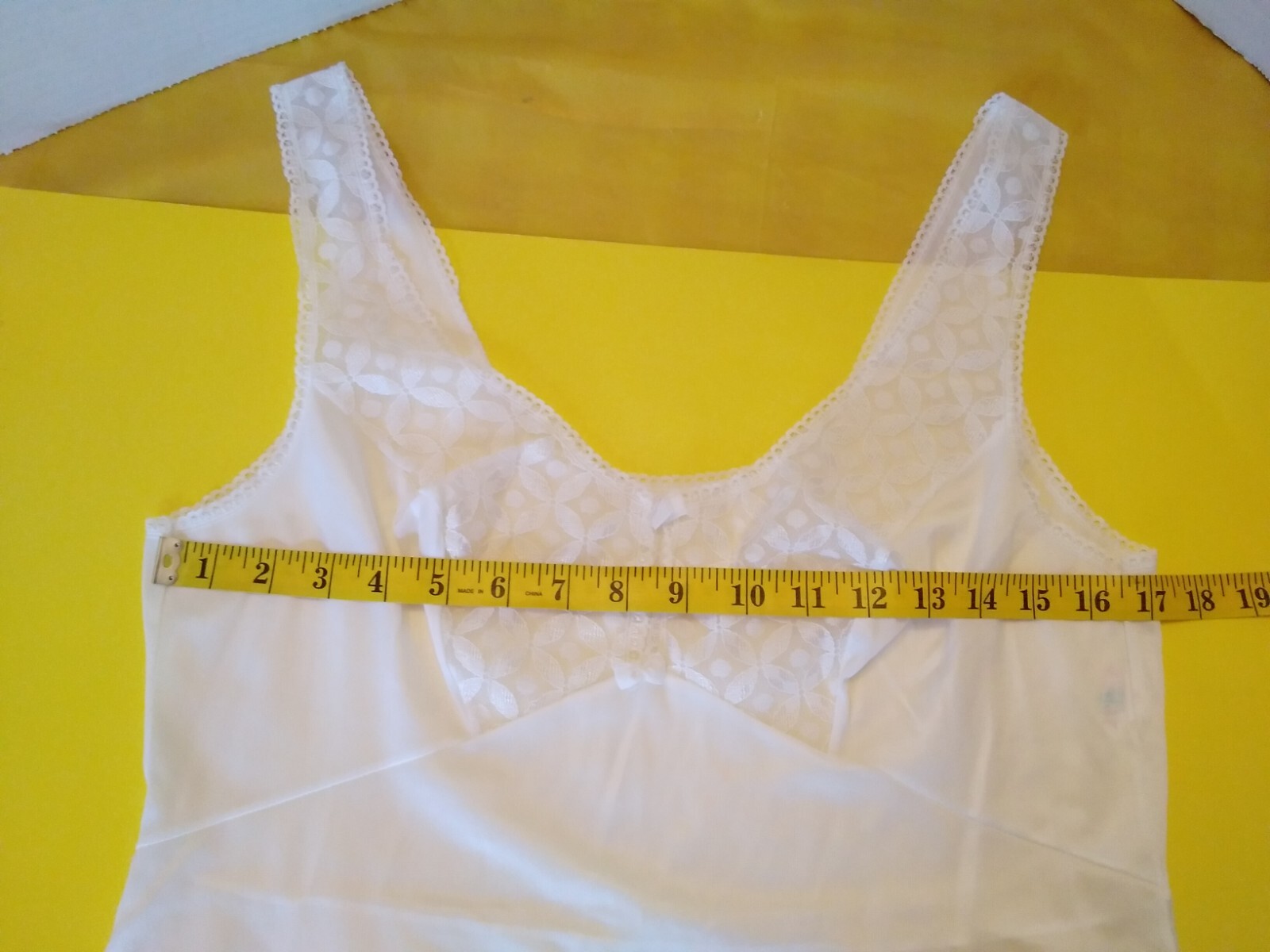 Vintage Full Slip Dress Chemise European Size M-L Triumph Intl White Lace