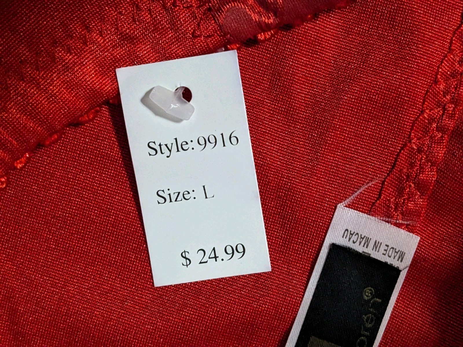NWT Vtg Large Red Brief Panties Shiny High Cut Shaping Panty Donna Loren Brocade