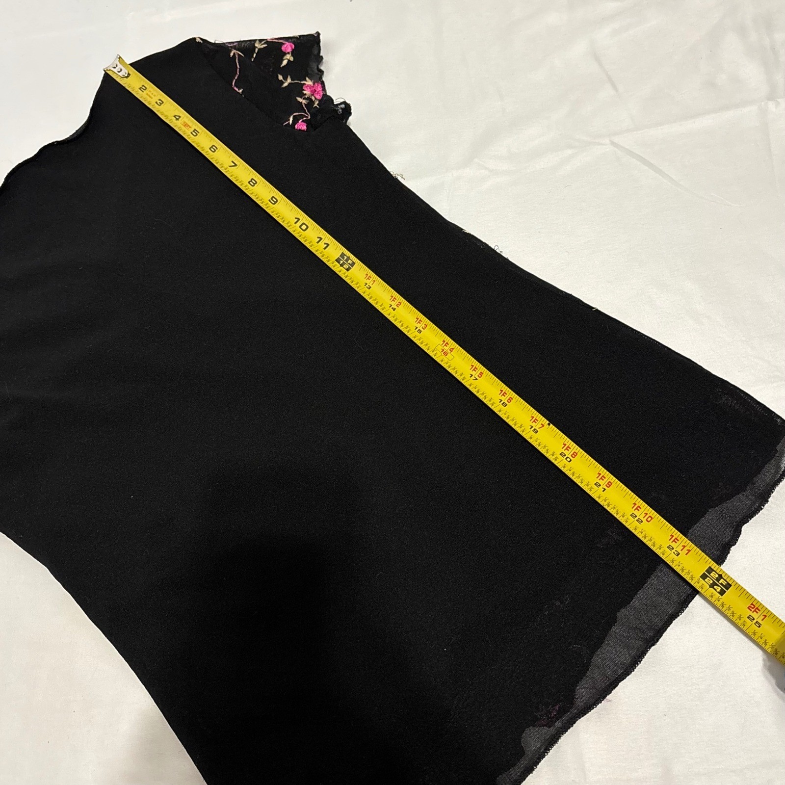 WRAPPER Vintage Y2k black top with hot pink floral design all over the front