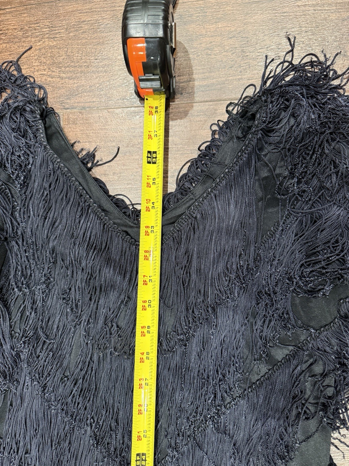 Vintage 1980s Mister Jay Fashions Black Fringe Flapper Cocktail Dress Size 8