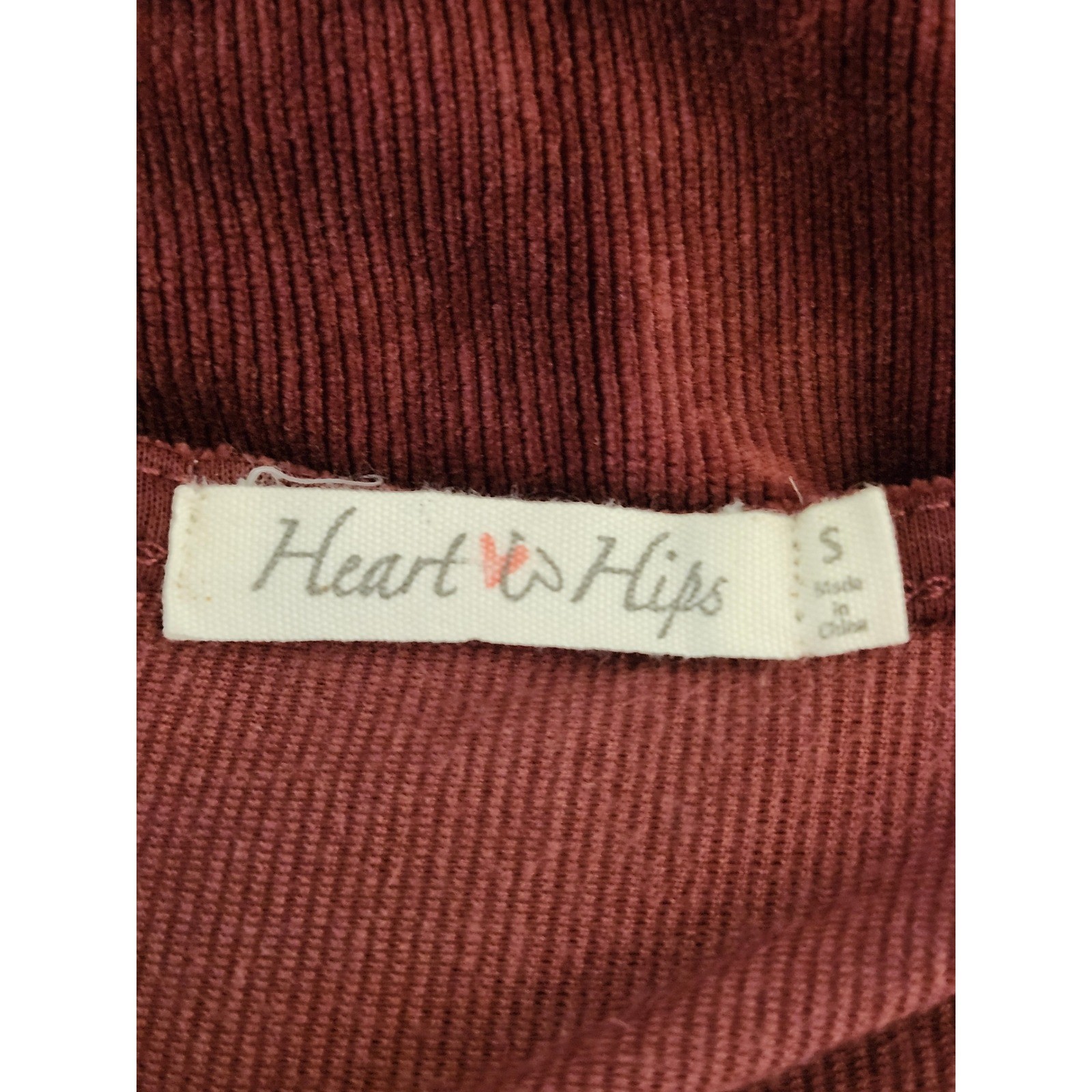 Heart Hips Burgundy Corduroy Zip Front Pinafore Dress Small Y2K Grunge Academia