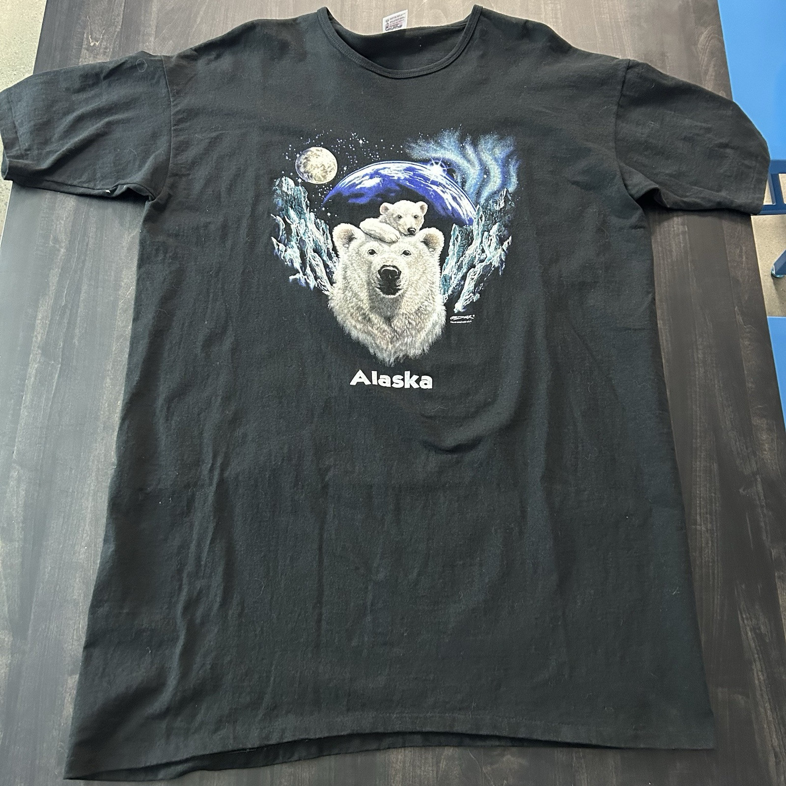 Vintage 90s Anvil Alaska Polar Bear Nightshirt Single Stitch Sleep Shirt Dress