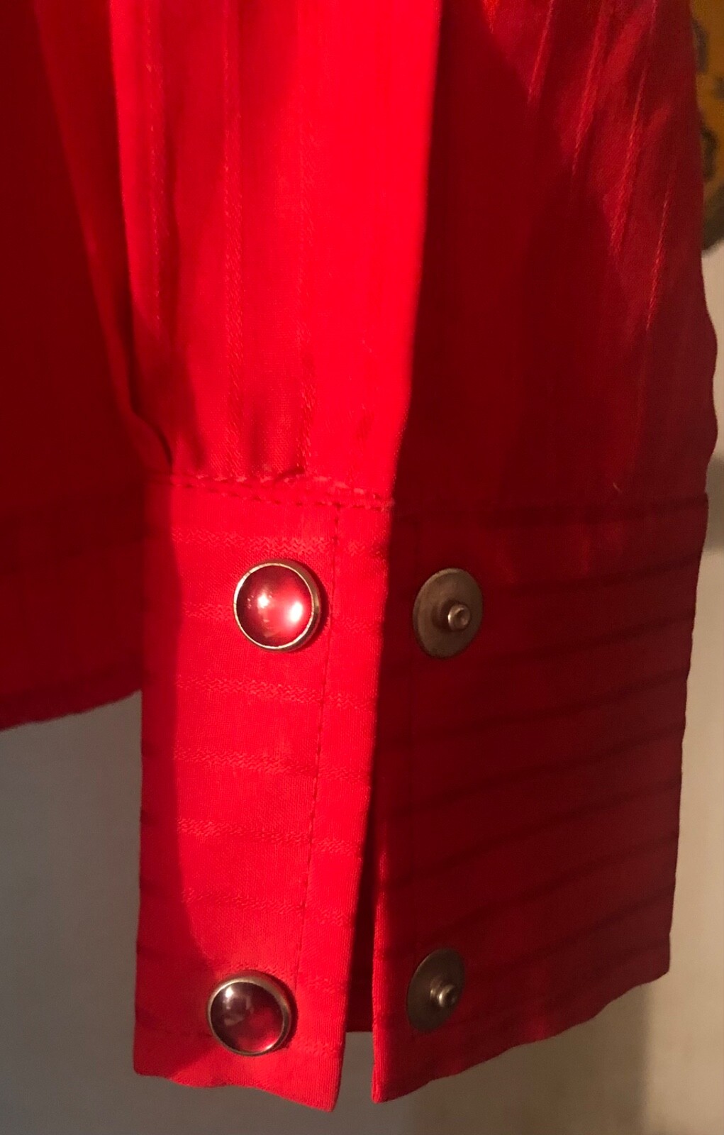 Vintage 1980s H Bar C California Ranchwear red fringed cowgirl shirt S