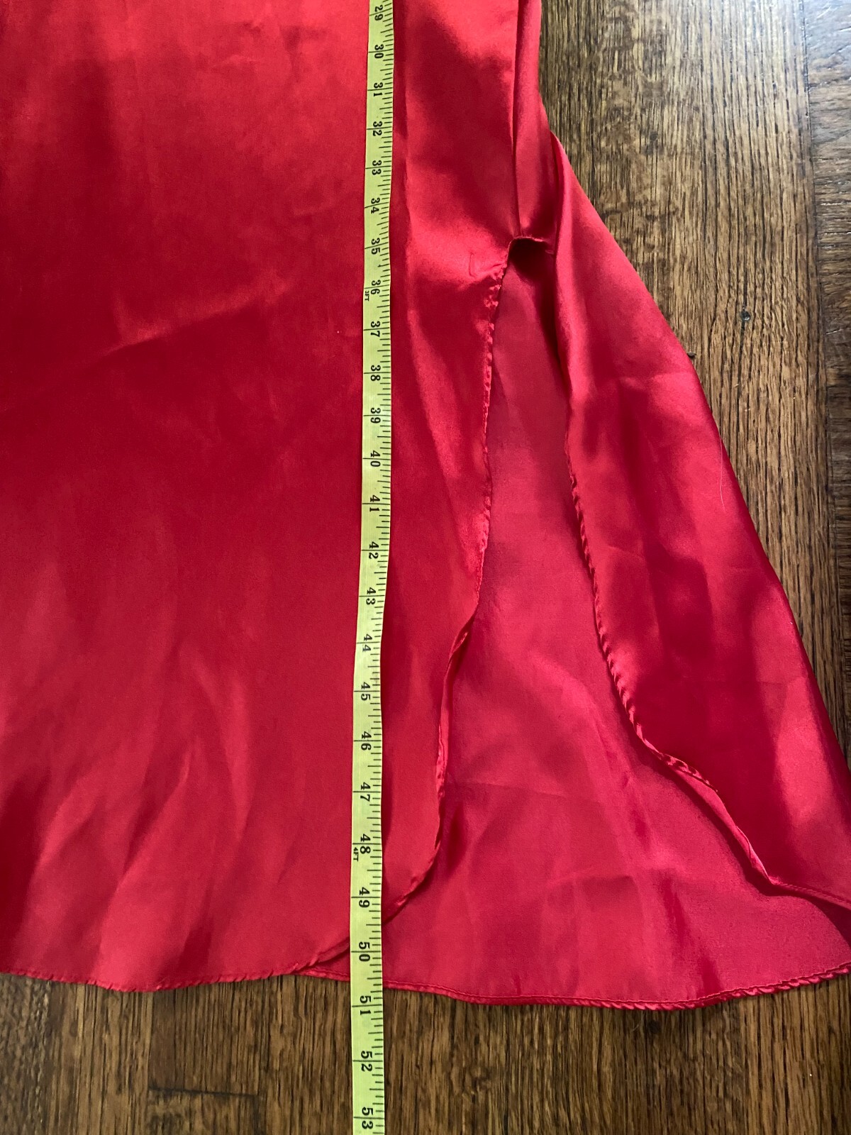 VTG 1990s Poppy Tomato Red Scalloped Bust Maxi Silky Slip Medium