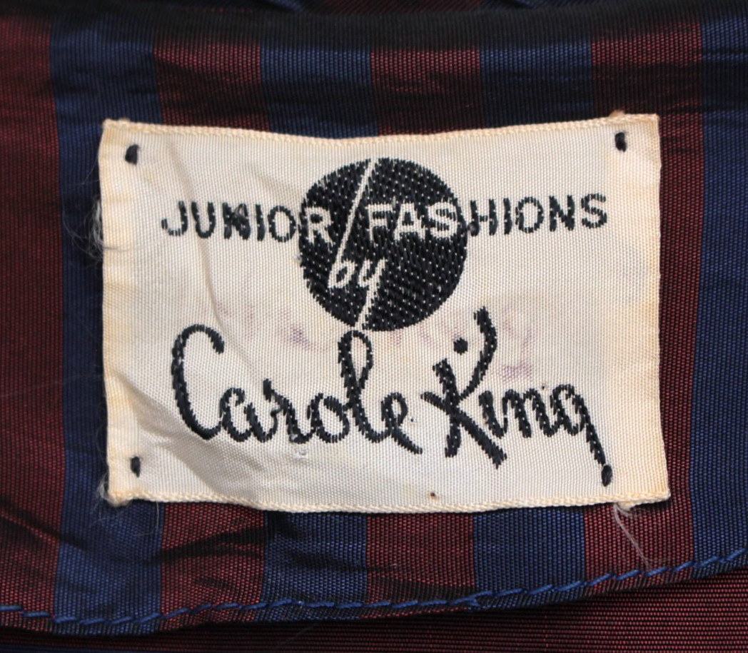 VTG Women’s 40s 50s Maroon & Navy Striped Taffeta Cocktail / Formal Dress XXS/XS