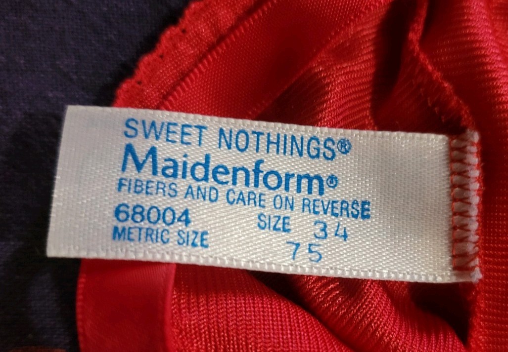 Vintage Maidenform Cherry Red Camisole Sz 34 Lace Trim Bow Sexy Pin Up Lingerie