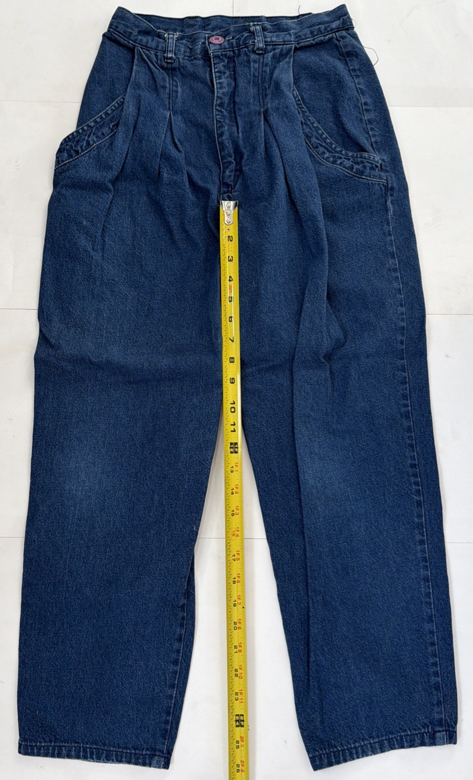 Vintage 90s Cherokee Women’s High Rise Denim Blue Jeans Pleated Pockets