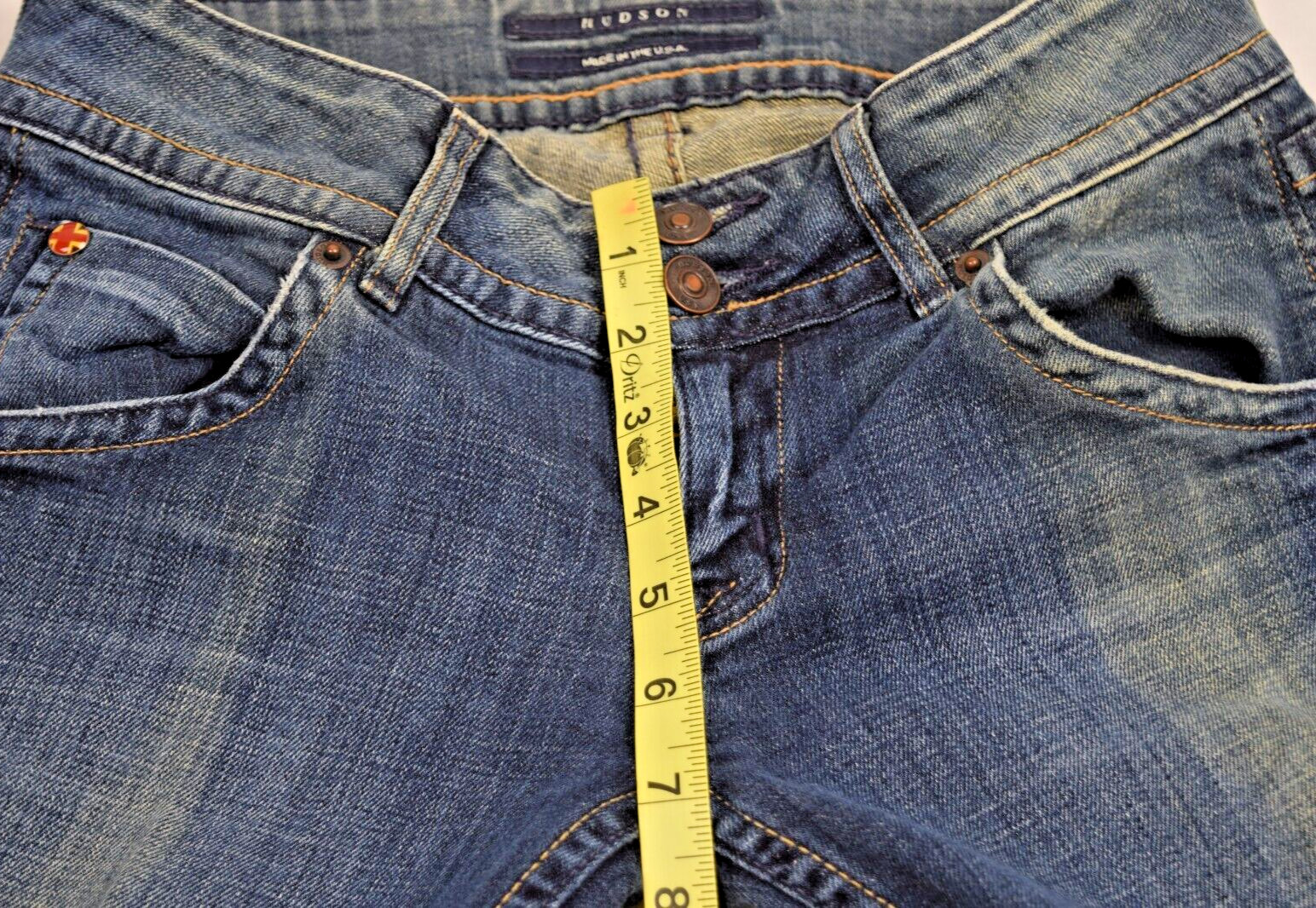 VTG Jeans Hudson Size 26 x 32 S/M 90s Med Blue Fading Low Rise Flared Made USA