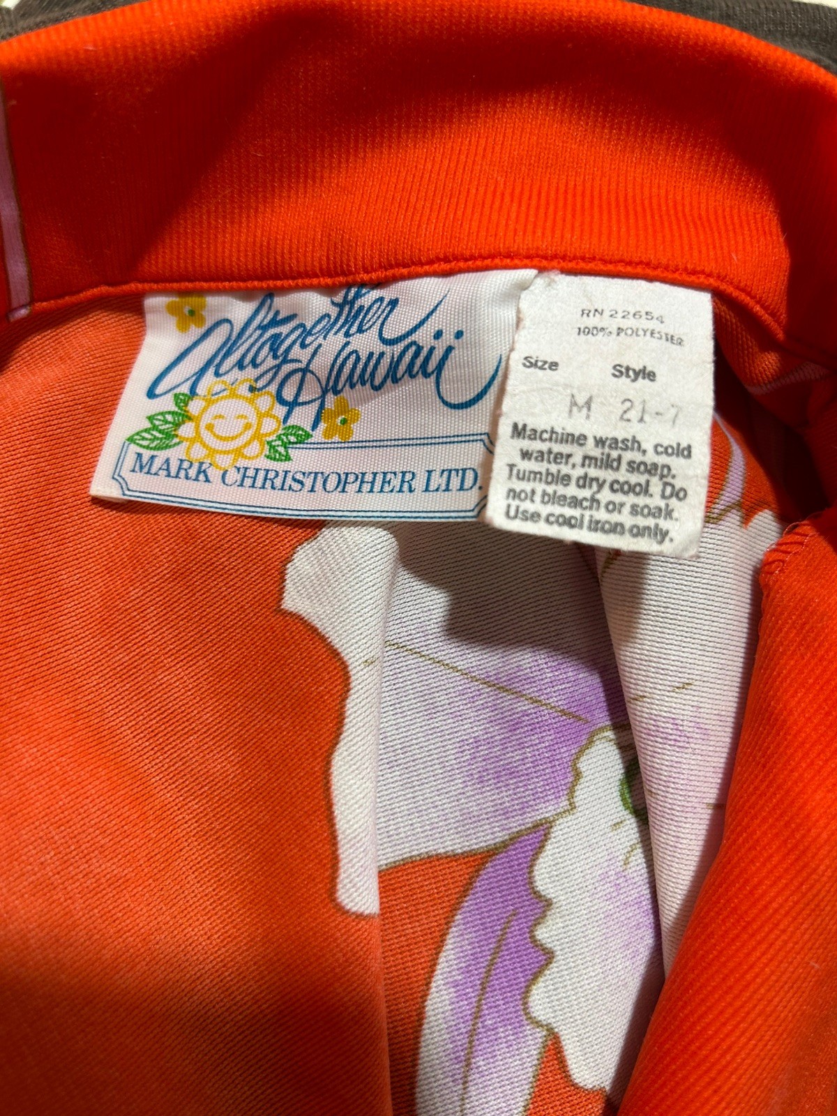 Vintage 60s 70s Hawaiian Honeymoon Set Orange Purple Floral Matching His Hers