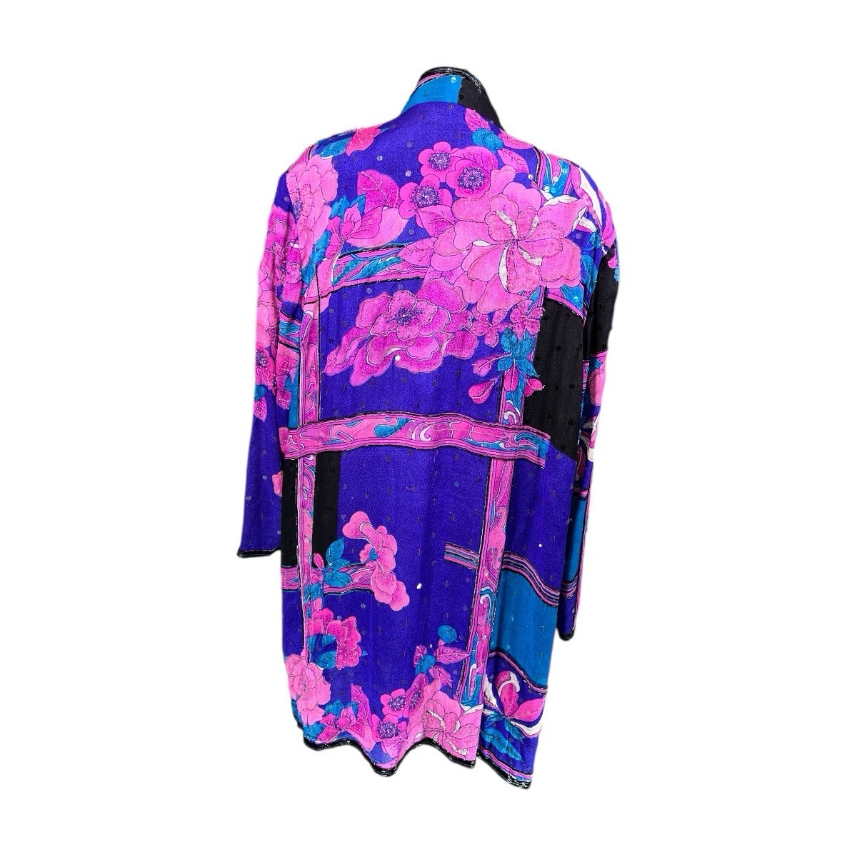 VTG JUDITH ANN CREATIONS SAKS FIFTH AVE SILK SEQUIN BEAD KIMONO JACKET NEW WAVE