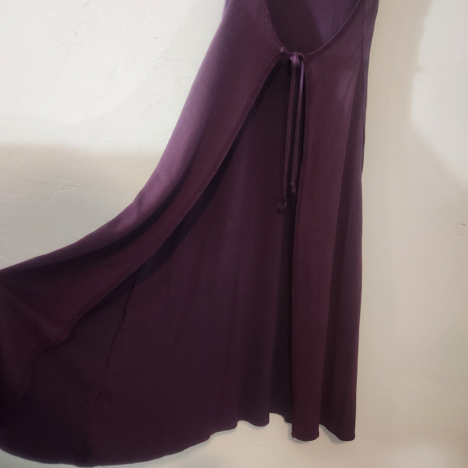 Vintage Karen Alexander Purple Midi Dress Size M Empire Waist Front Tie A-Line