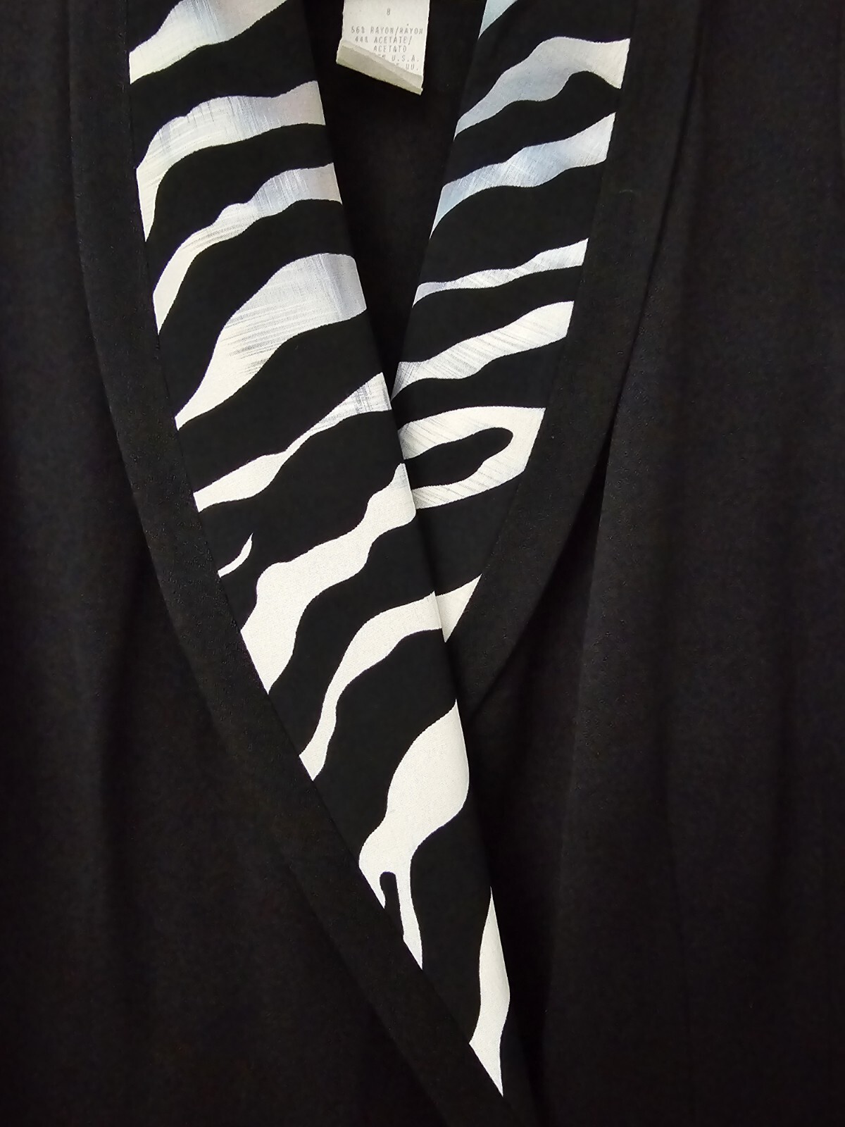 Vintage 90s Danny & Nicole Dress Double Breasted Zebra Collar Black Sz 8