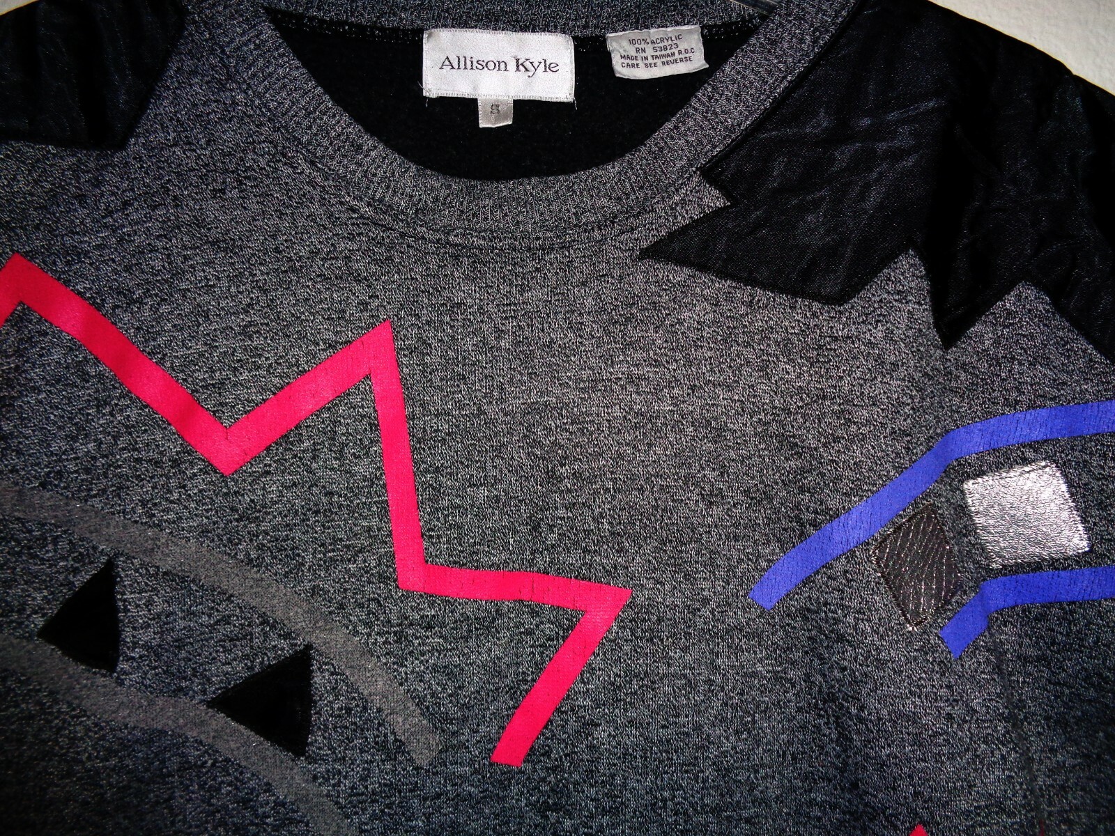 VINTAGE 80s SWEAT SHIRT TOP NEW WAVE PUNK WOMENS 1980s DESIGN ALLISON KYLE RARE