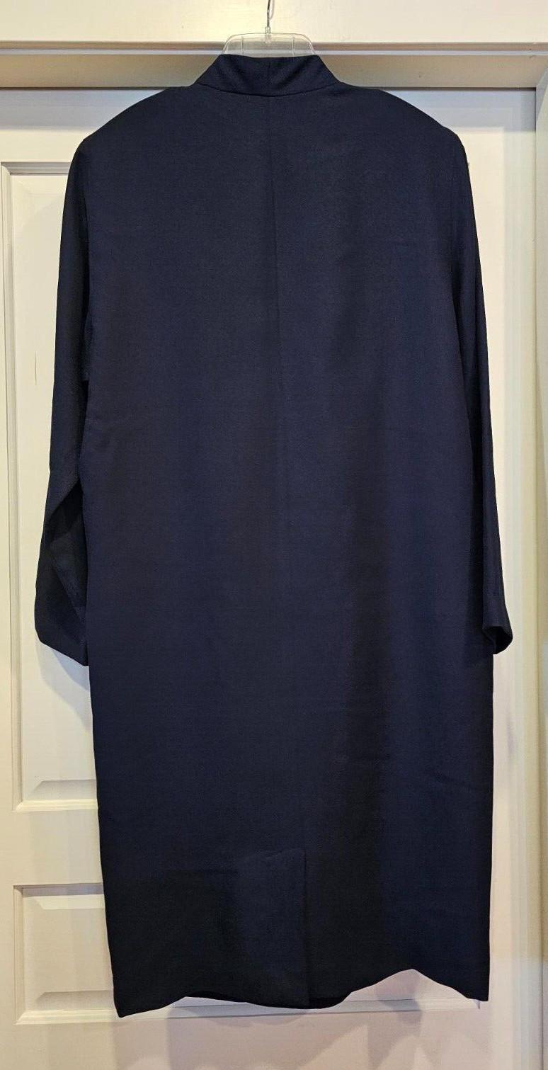 Vintage 1980s Pia Rucci Navy Blue Buttons L/S Career Cocktail Dress 12 FREE S&H