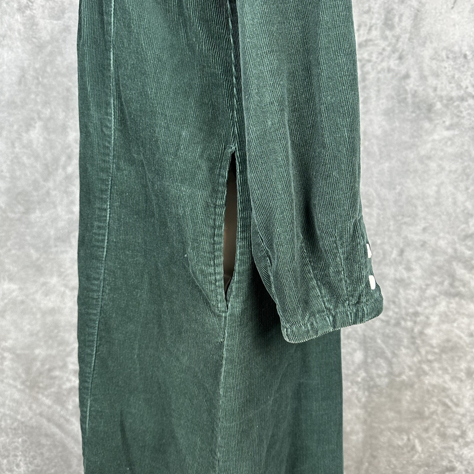 Vintage Corduroy Green Midi 10P Dress Renaissance Festival Prairie Boho Cottage
