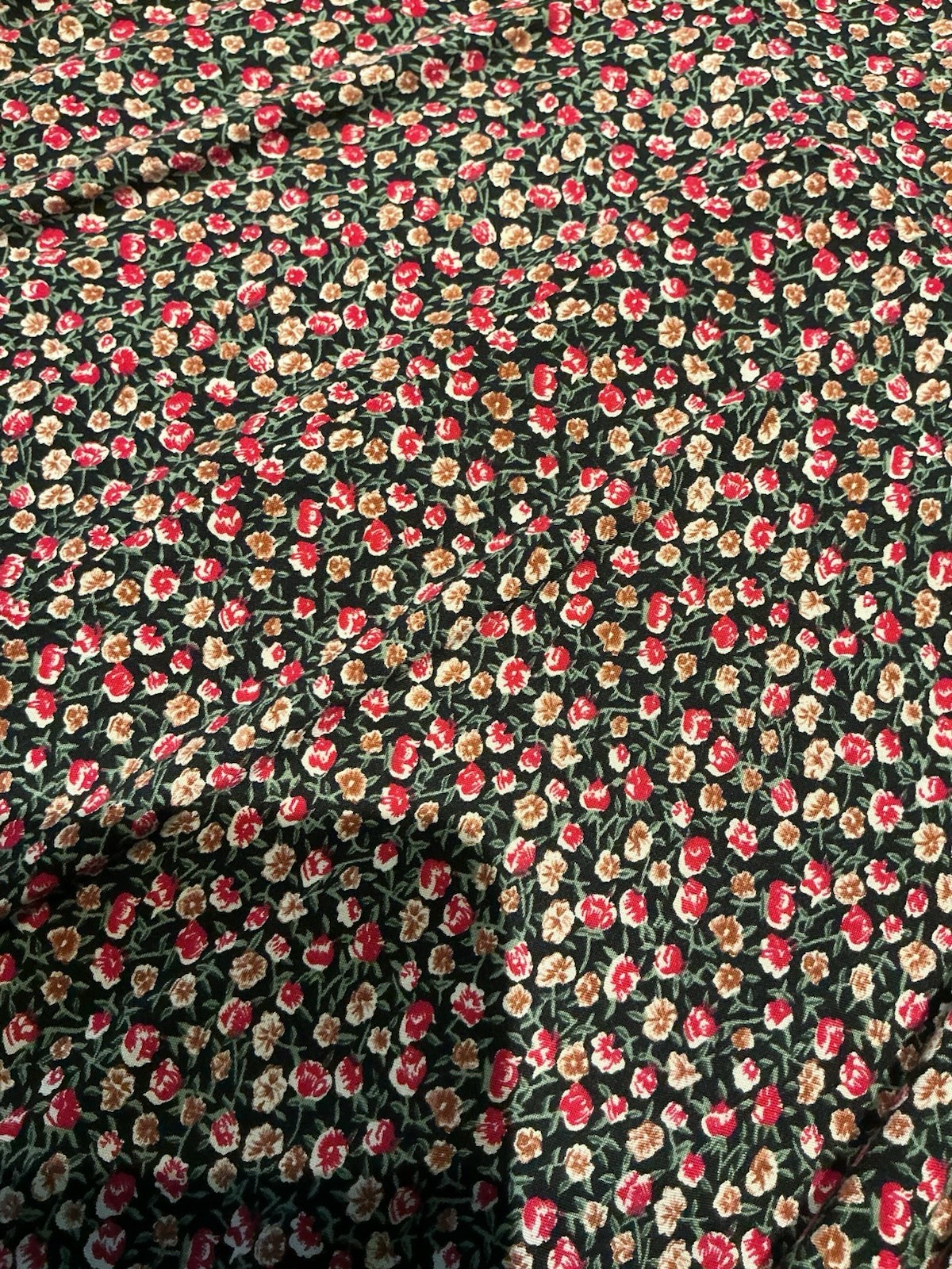 Vintage Plus 22 Black Floral Prairie Dress Short Sleeve Cottagecore Boho Country