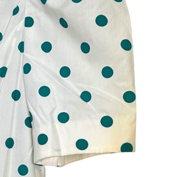 Sunshine Starshine Vintage 80s Polka Dot Peplum Dress Teal White Bow Size 14 NWT
