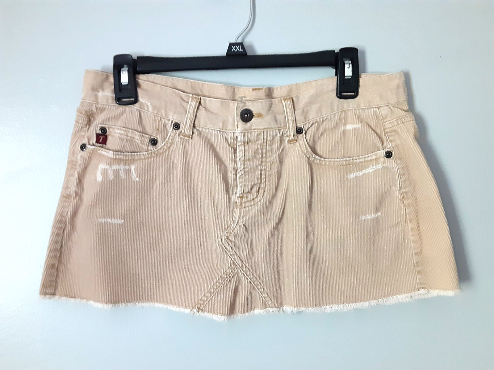 Y2K Mini Skirt Corduroy 90’s Tauni Beige Low Rise Button Fly Size 9 Juniors Raw