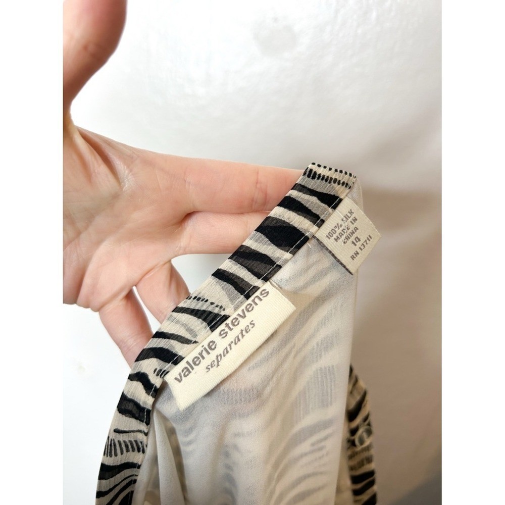 Vintage Valerie Stevens 100% Silk Zebra Animal Print Flowy Midi Skirt 14
