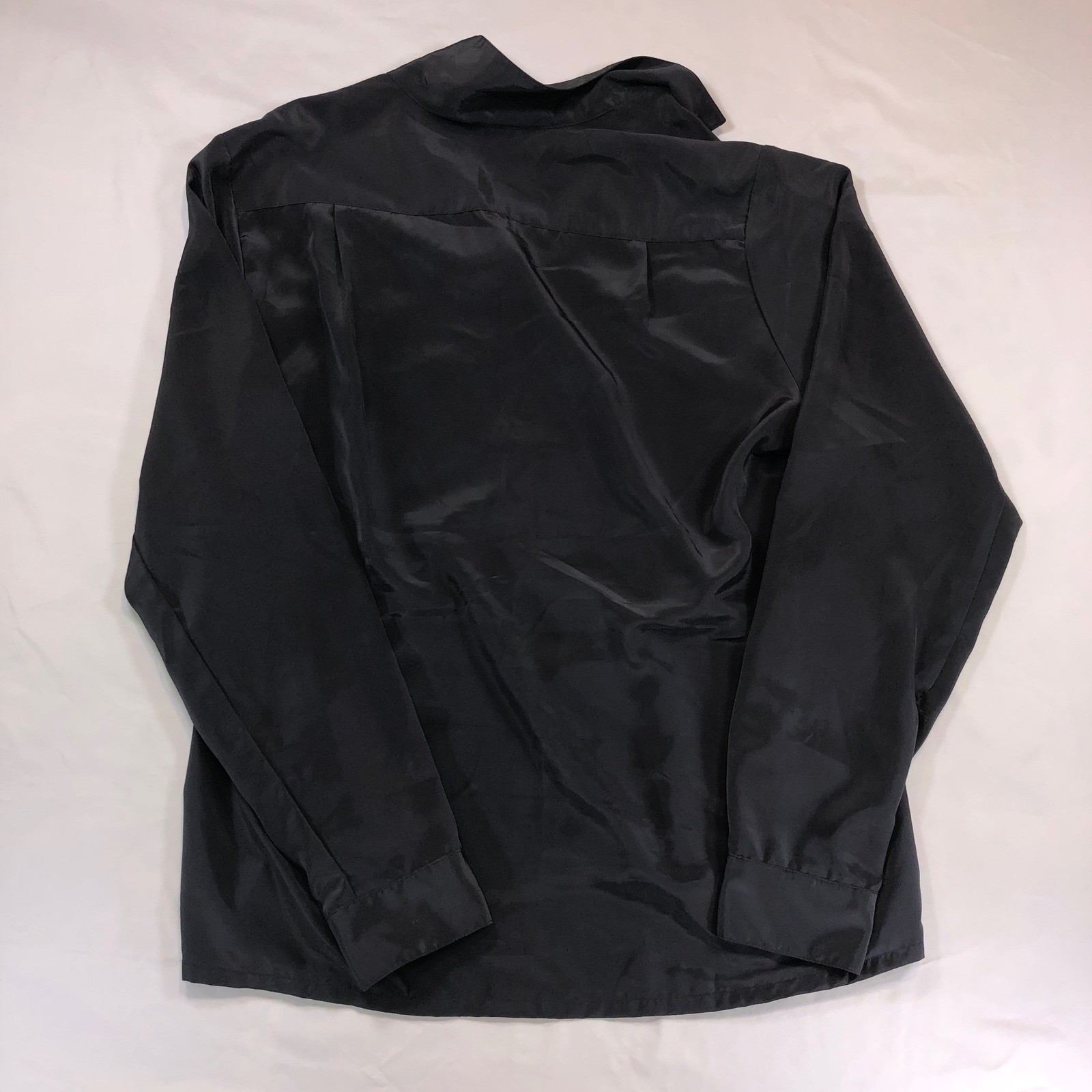 Vintage Susan Hutton Charcoal Gray Button Down Blouse Long Sleeve Pocket Size 10
