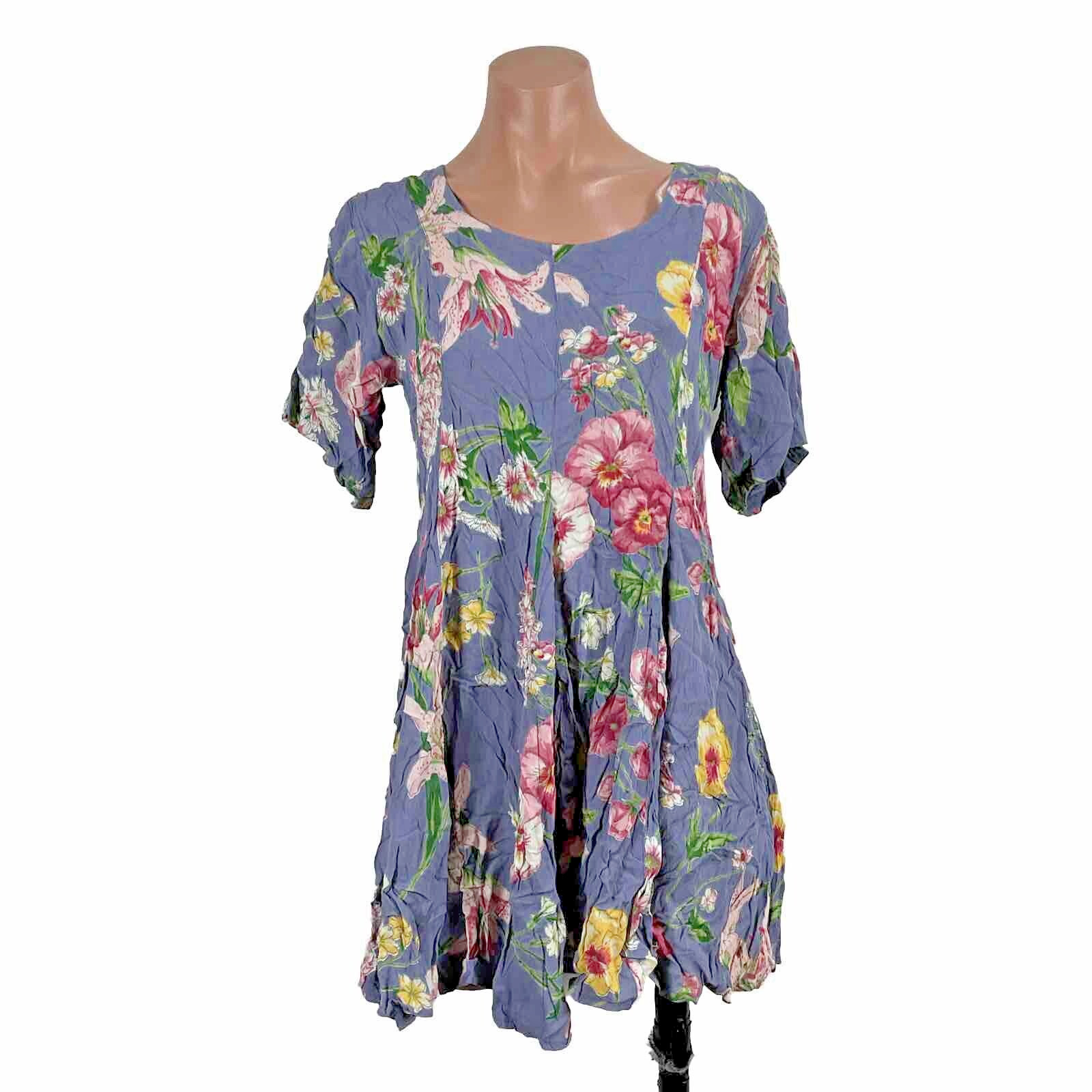 Romantic Skater Dress 90s Full Skirt Floral Starina Rayon Cottagecore Prairie
