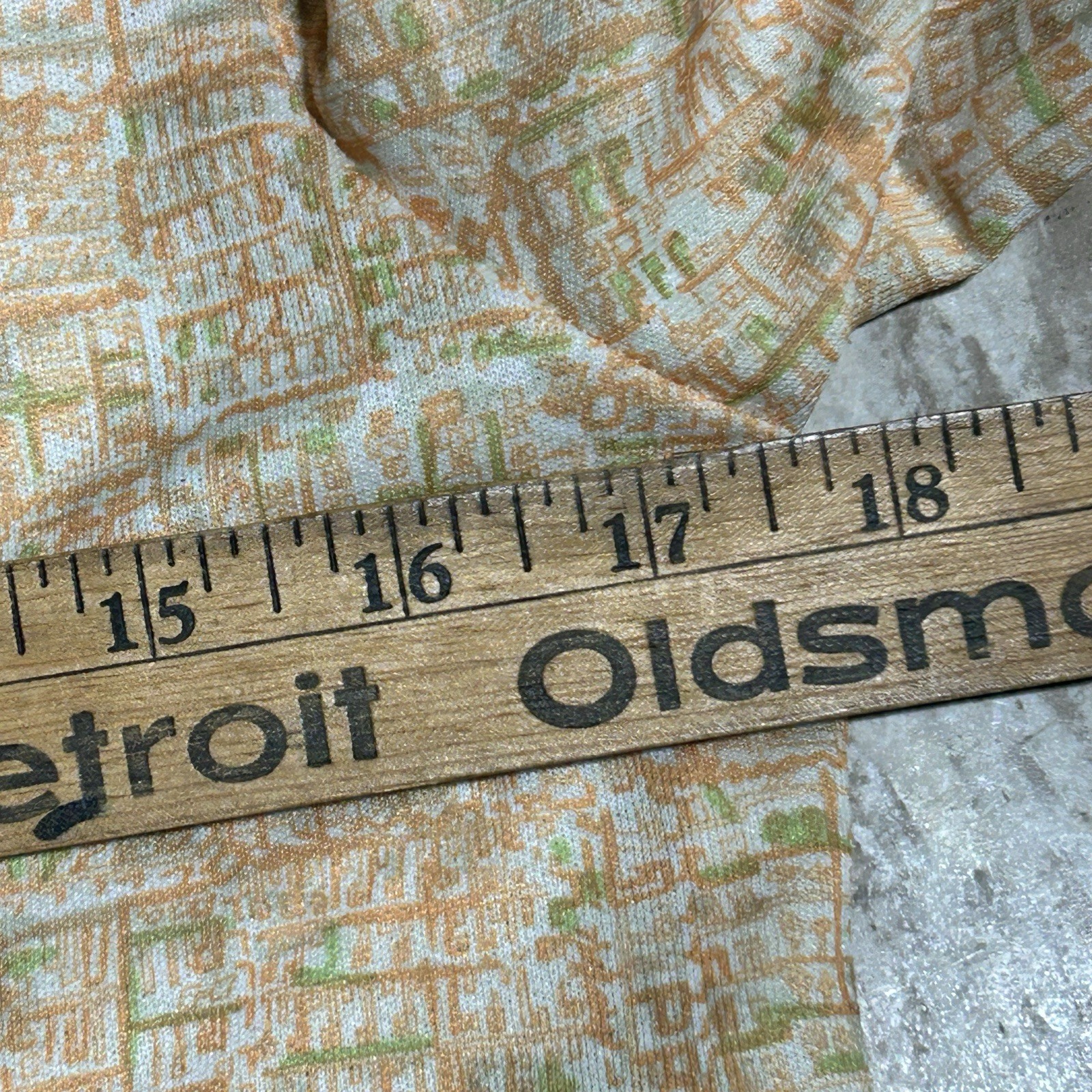 70s Retro Stage 7 Geometric Disco Shirt Polyester Sz 10 Neutral Tones
