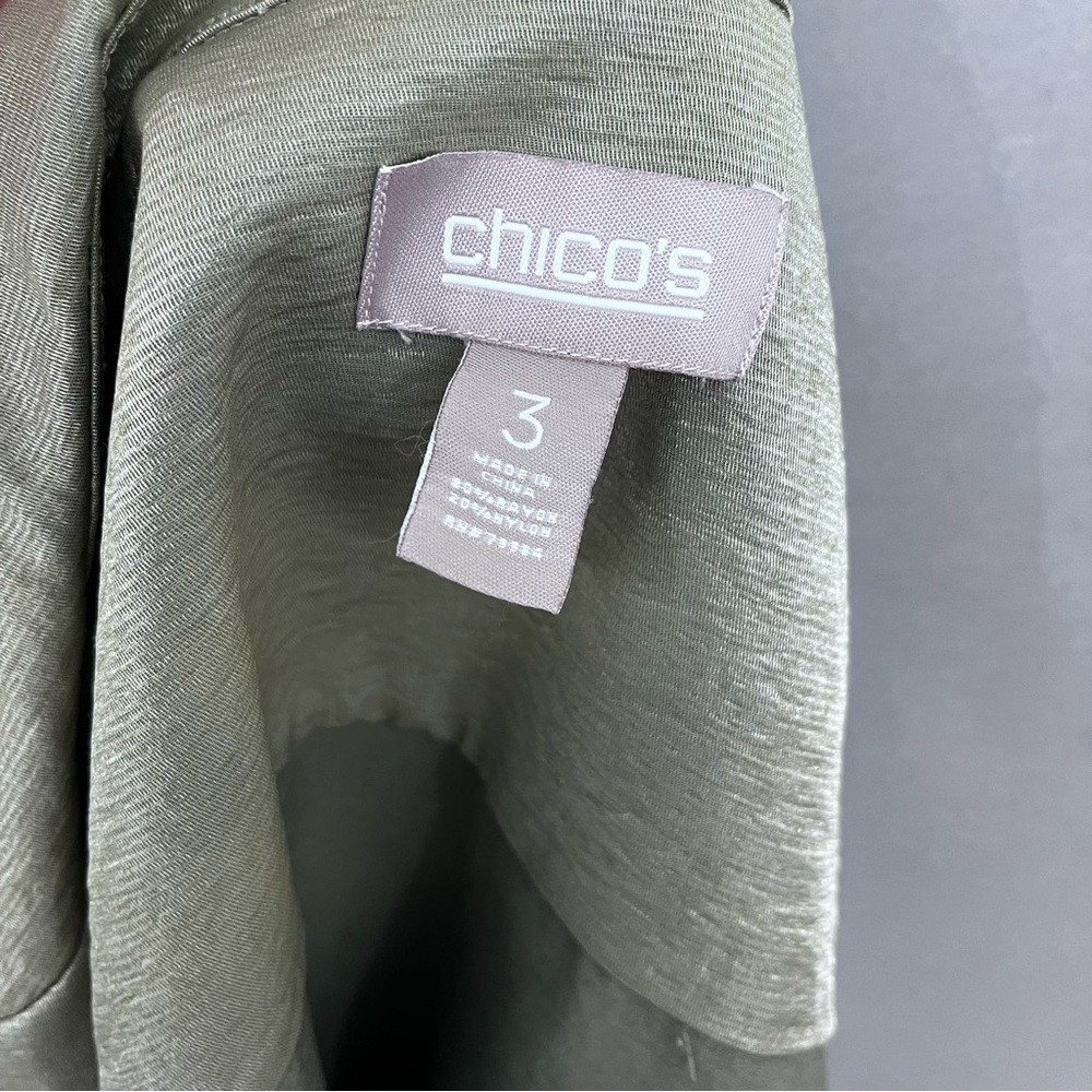 Chico’s Jacket Womens 3 XL Sage Green Lohan Button Front 3/4 Sleeve Formal
