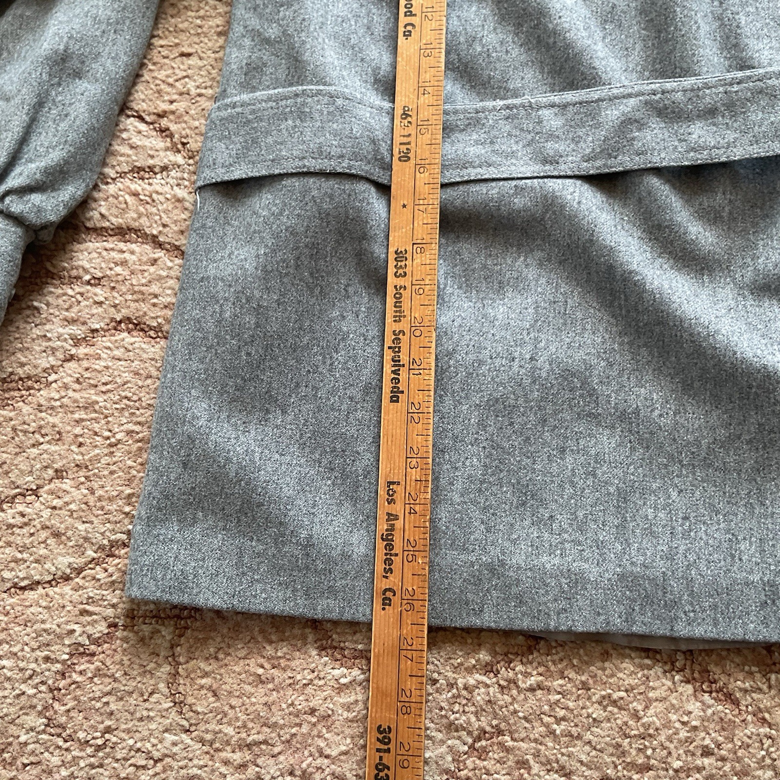 VTG 60s-70s PATTY WOODARD Women’s L Gray Wool Gabardine Belted Lined Jacket
