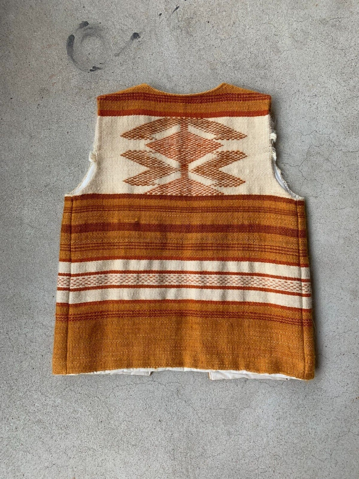Vintage 70s 80s Hand made mohair vest thabana li mele Itay Aztec orange Lesotho