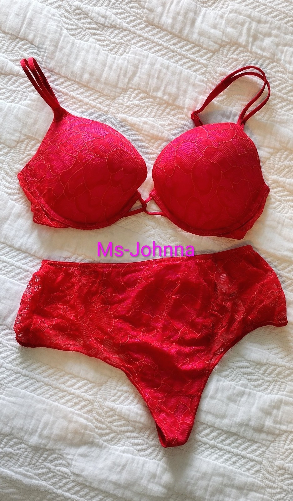 Vtg 2004 VICTORIA’S SECRET Very Sexy Red Panty Bra S/36C Set Lot Lace