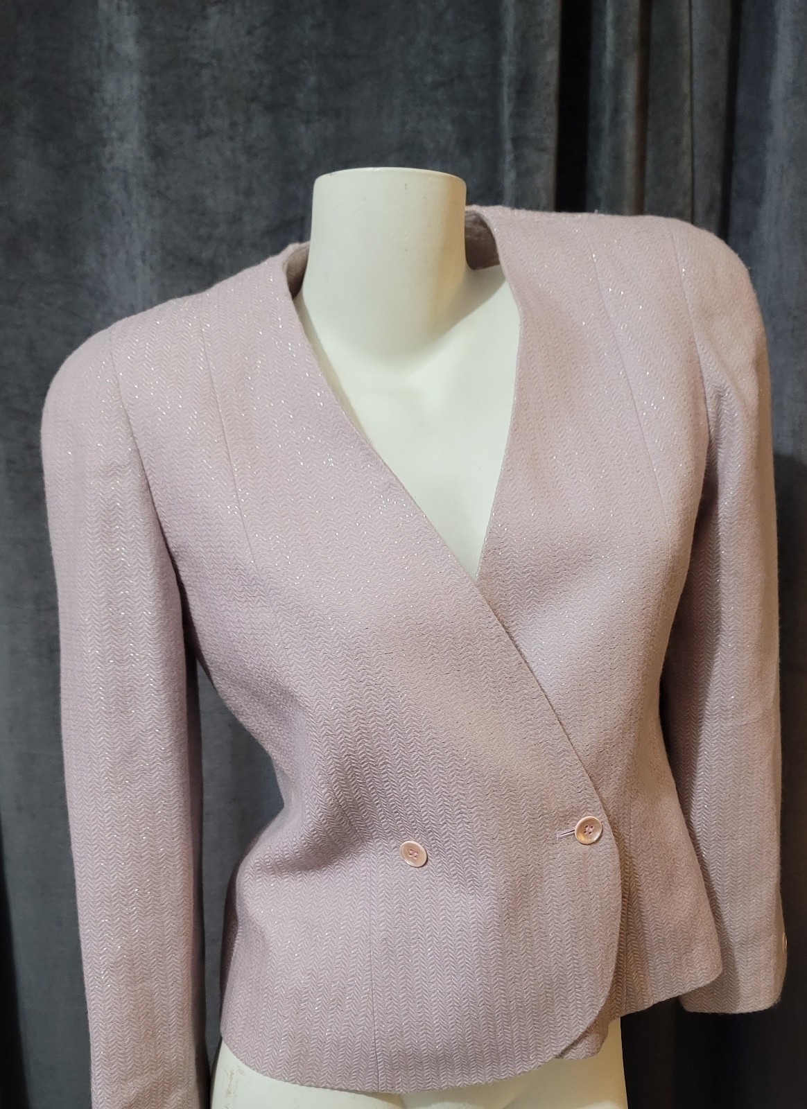 Halston III Vintage Women’s 2 Button Blazer Pink Irridescent Size 6