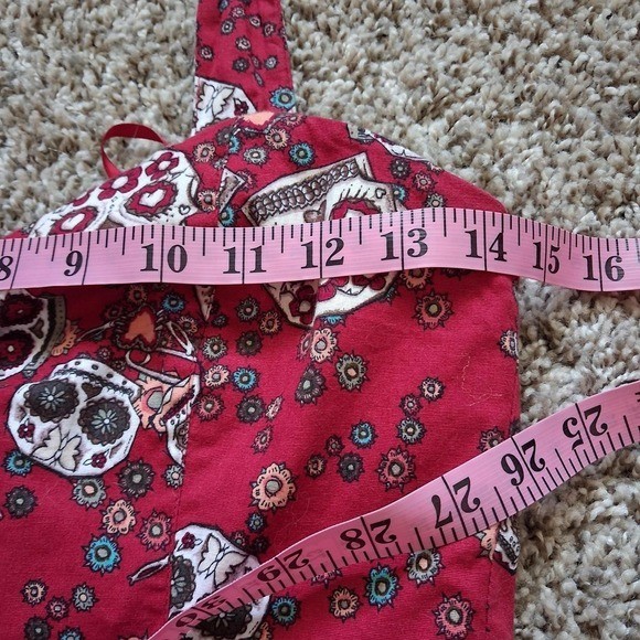 Hell Bunny Red Sugar Skull Halter Swing Dress S M